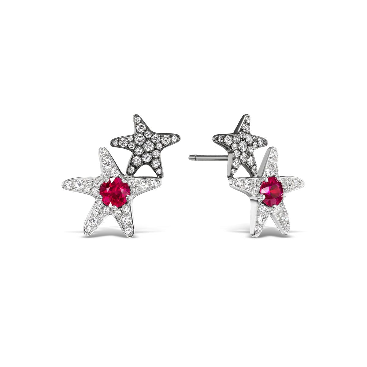 Burmese Ruby Starfish Earrings