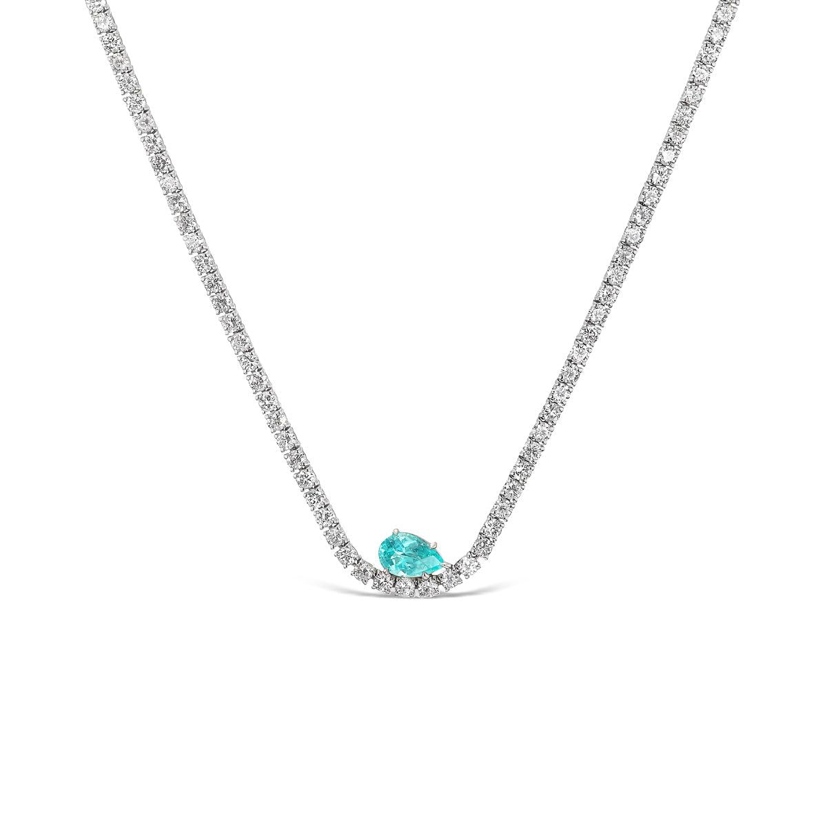 Wave Diamond Tennis Necklace