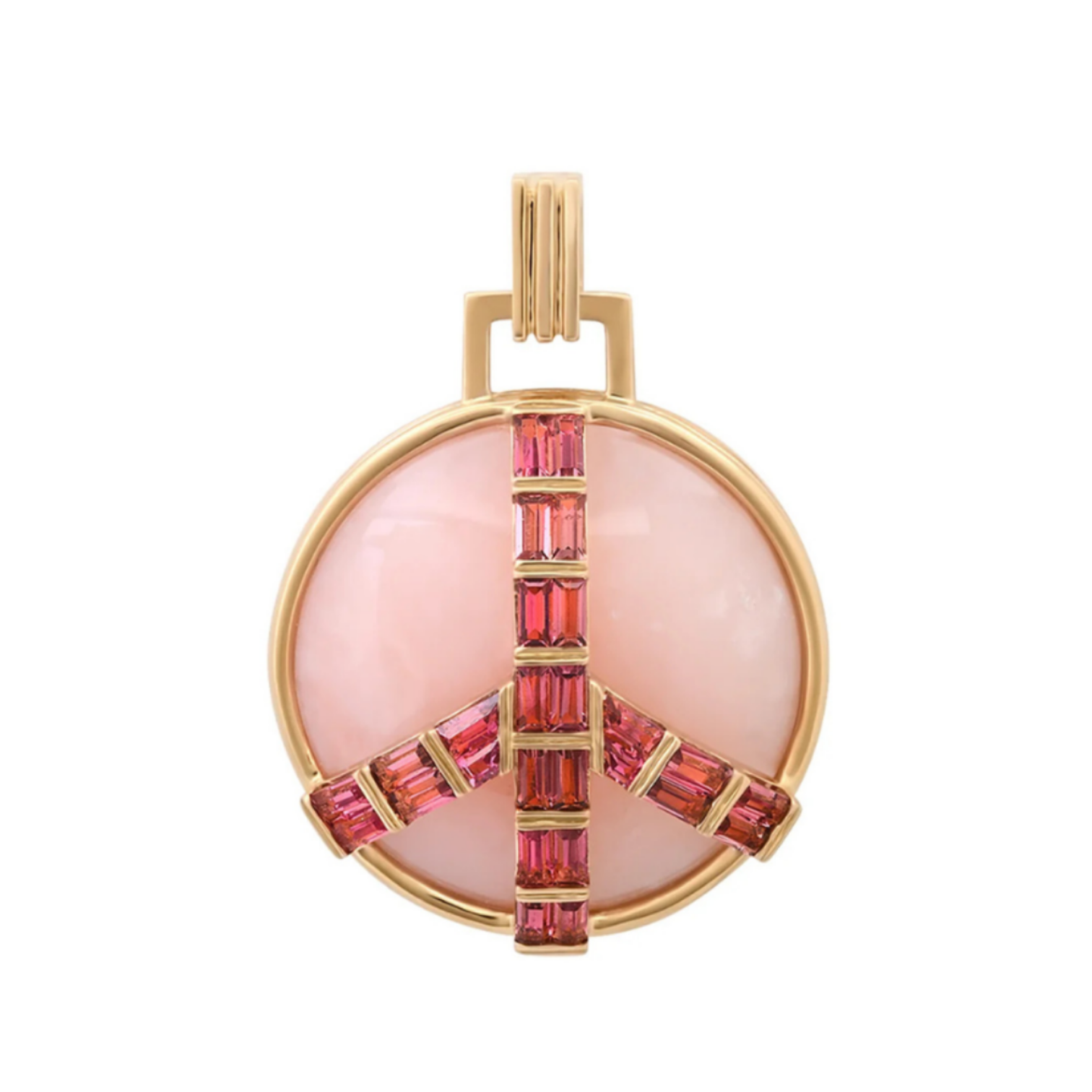 Mid-Size Peace Pendant, Pink Opal & Pink Sapphire