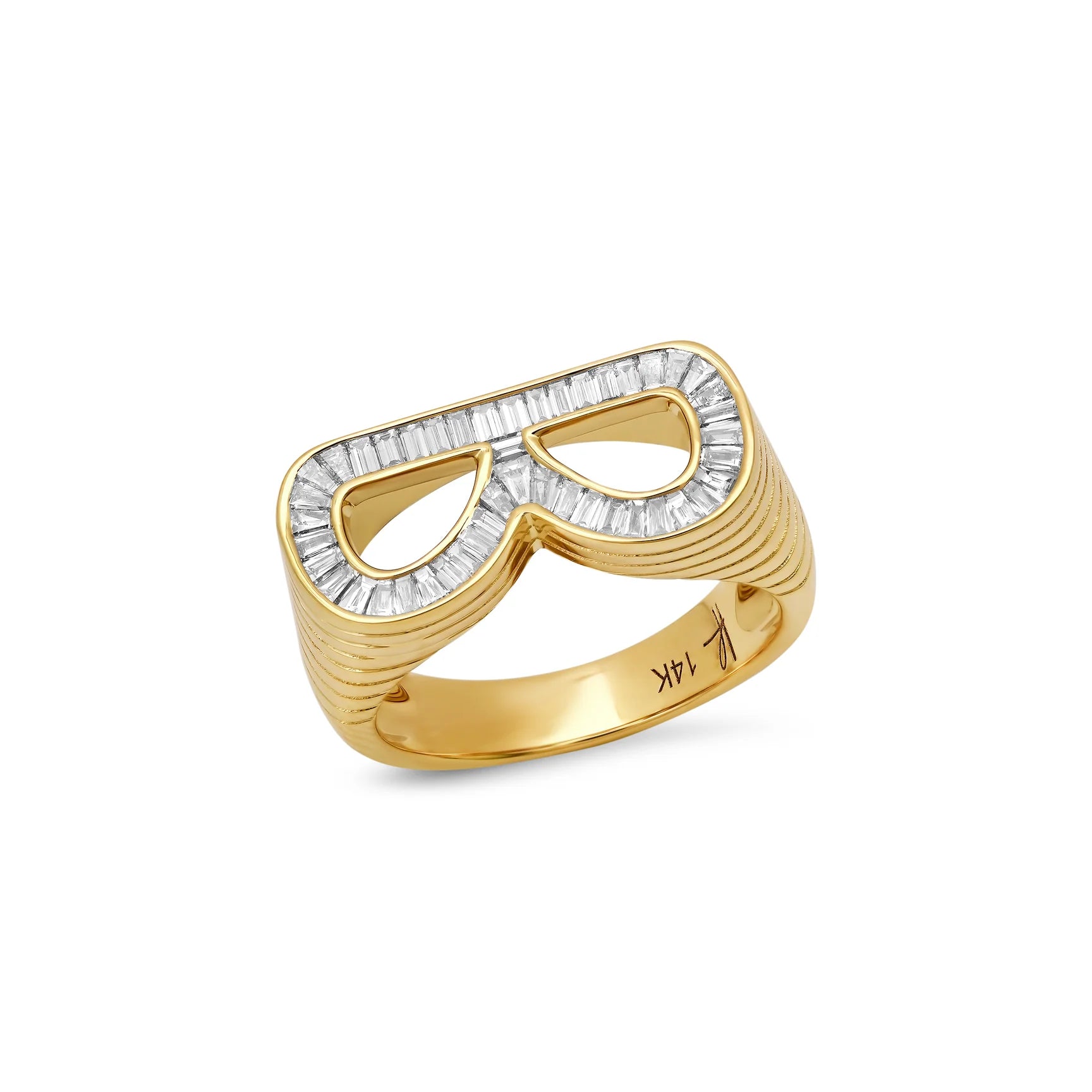 Grandsize Encrusted Initial Ring, Letter J