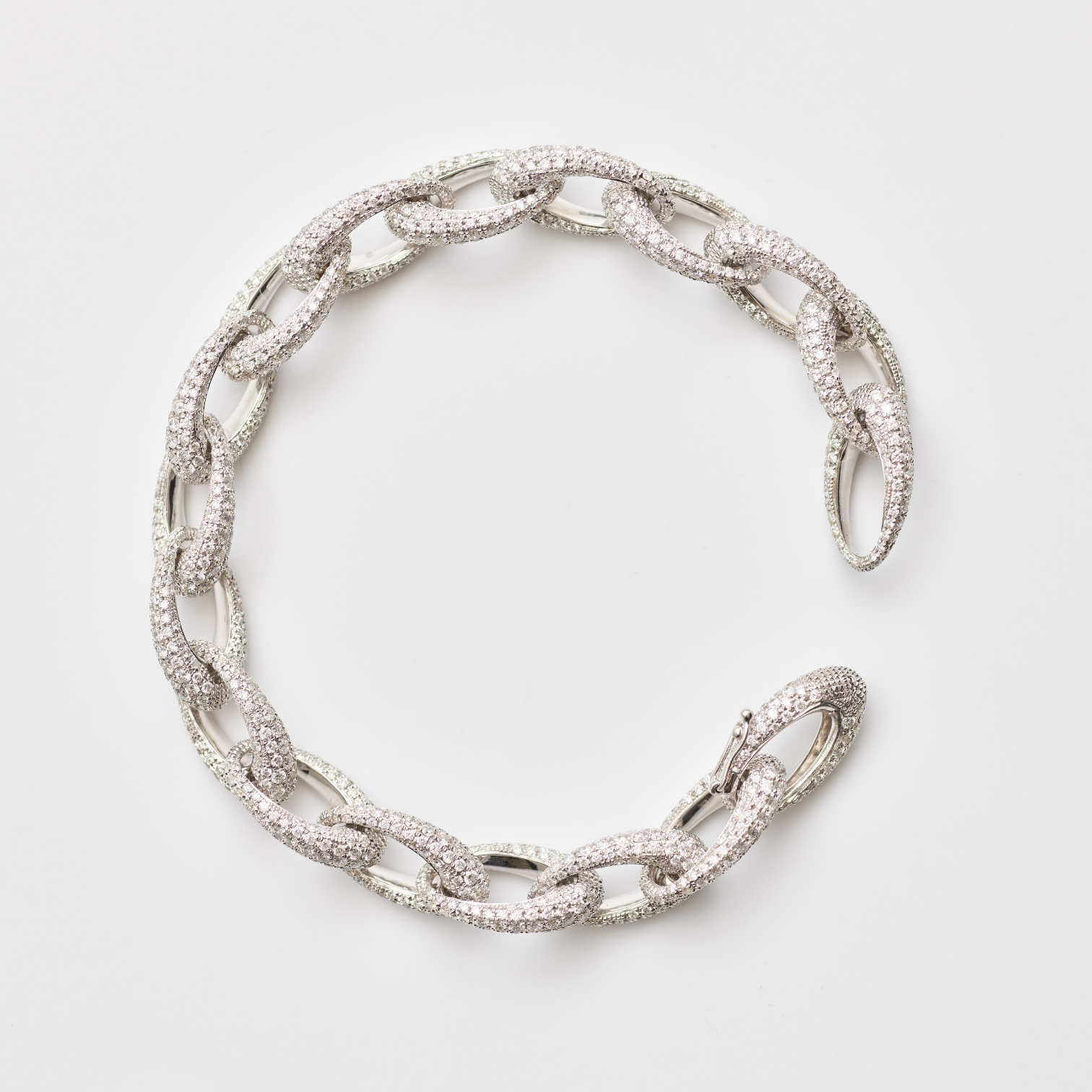 Pavé-Diamond Tapered Link Bracelet