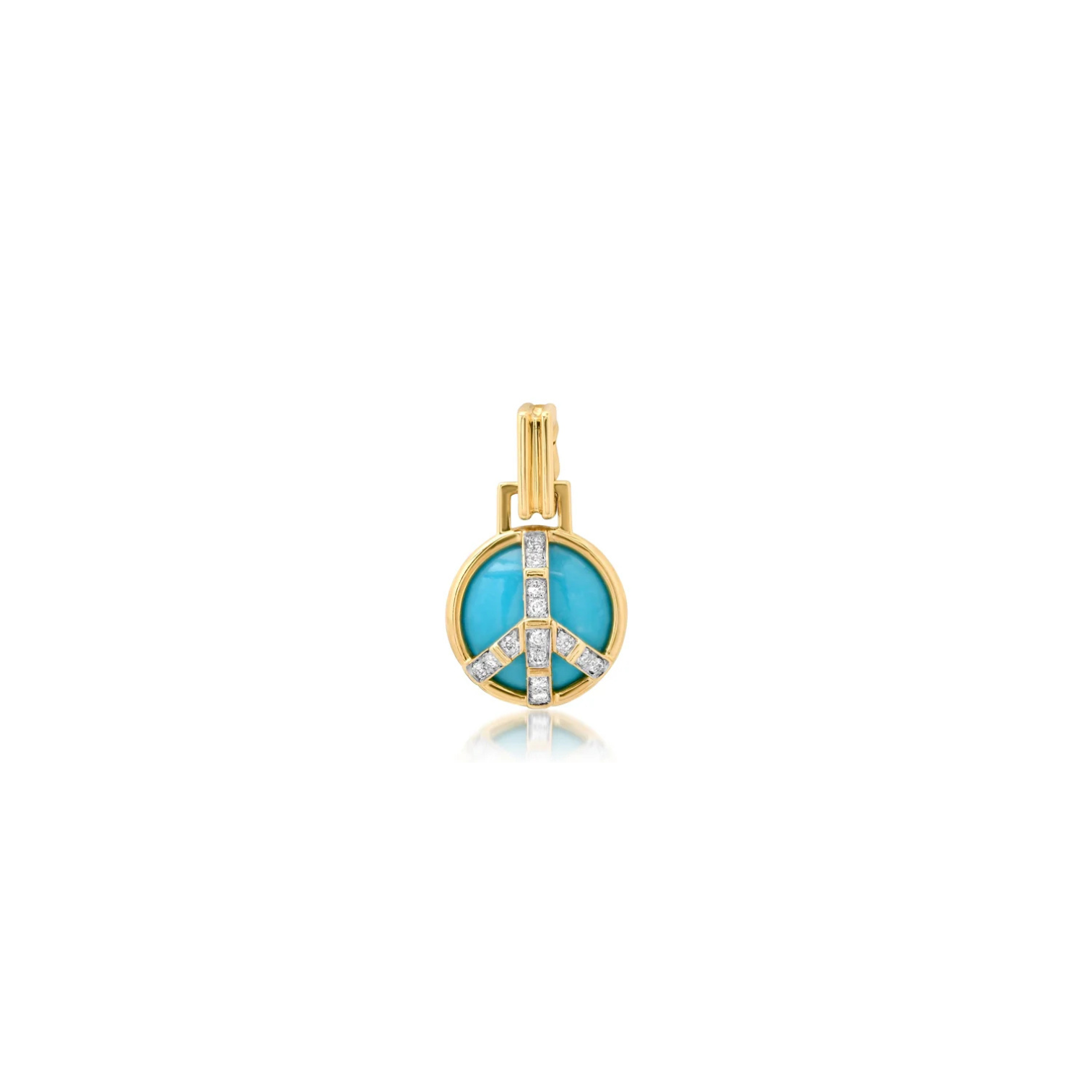 Mini-Size Peace Pendant, Tourquoise & Diamonds