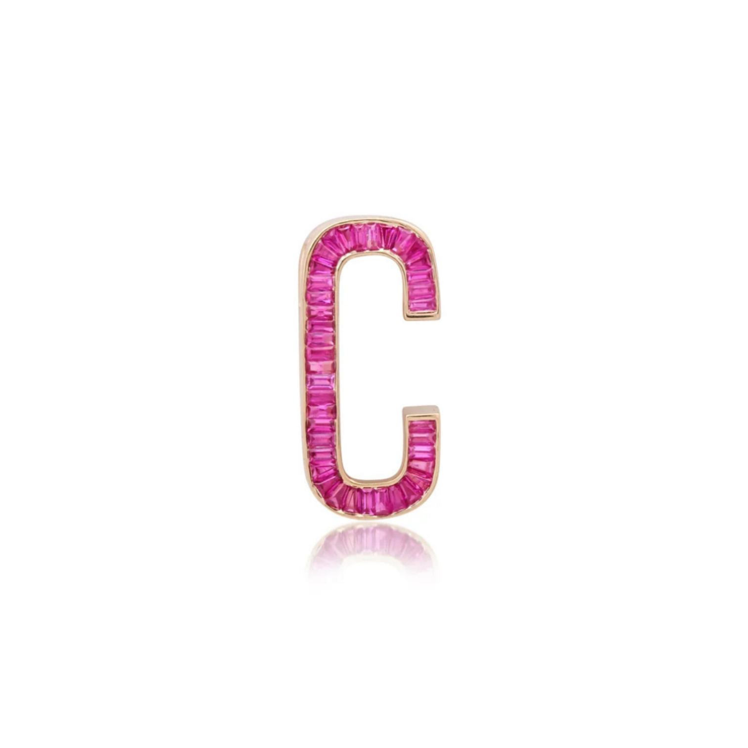 Letter 'C' charm with pink gemstones on a white background
