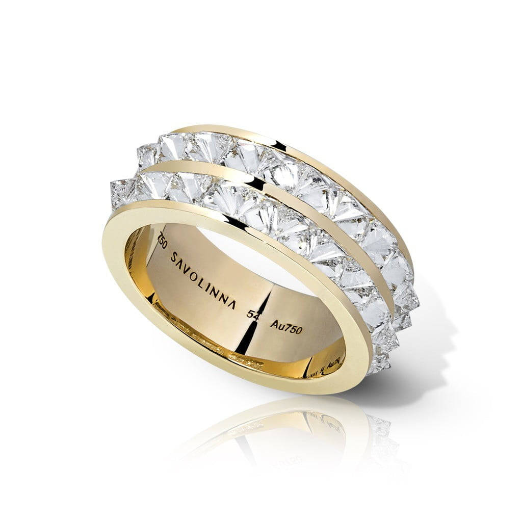 Spiked Stacking Band Double Row Diamonds