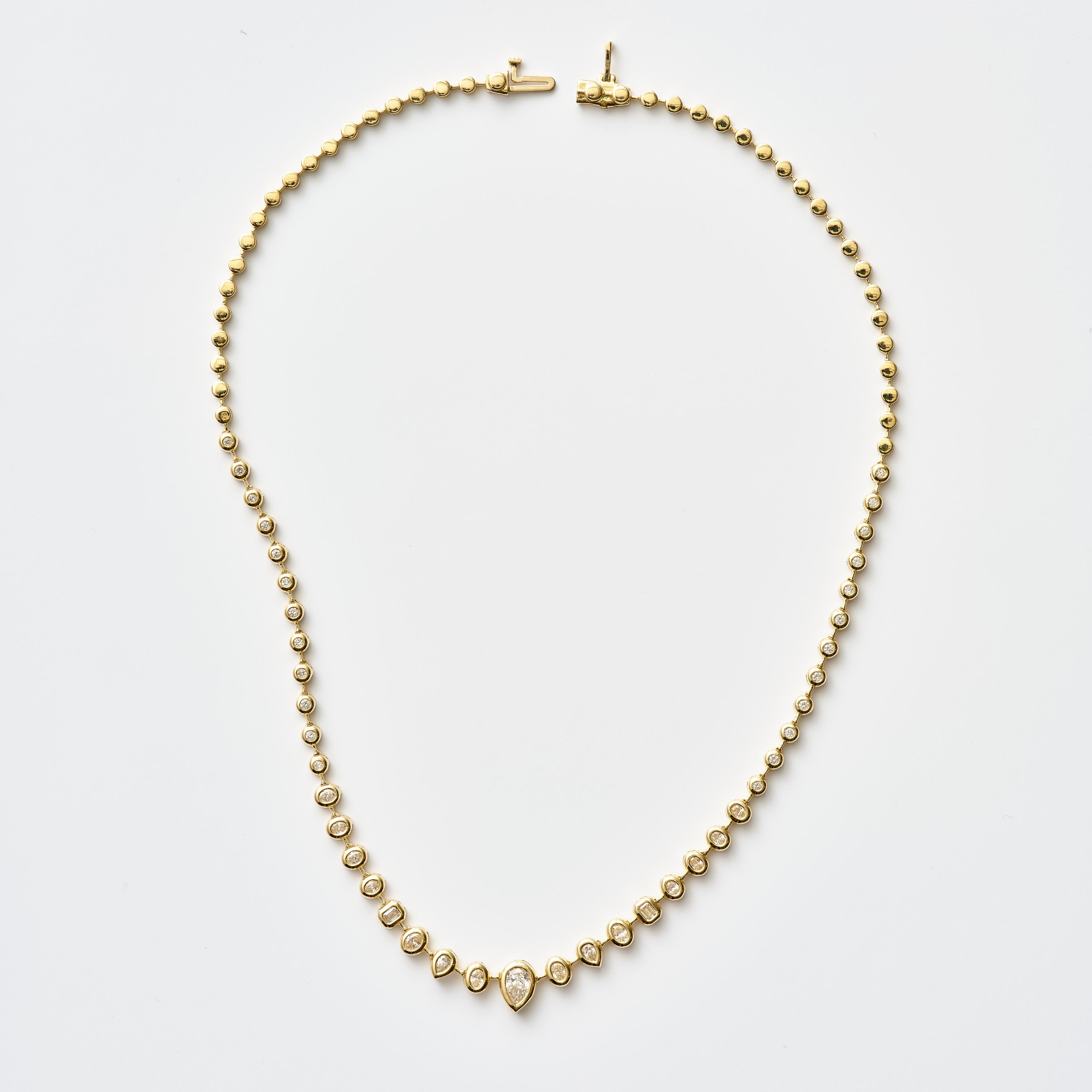 Mixed Shape Diamond Bezel Necklace
