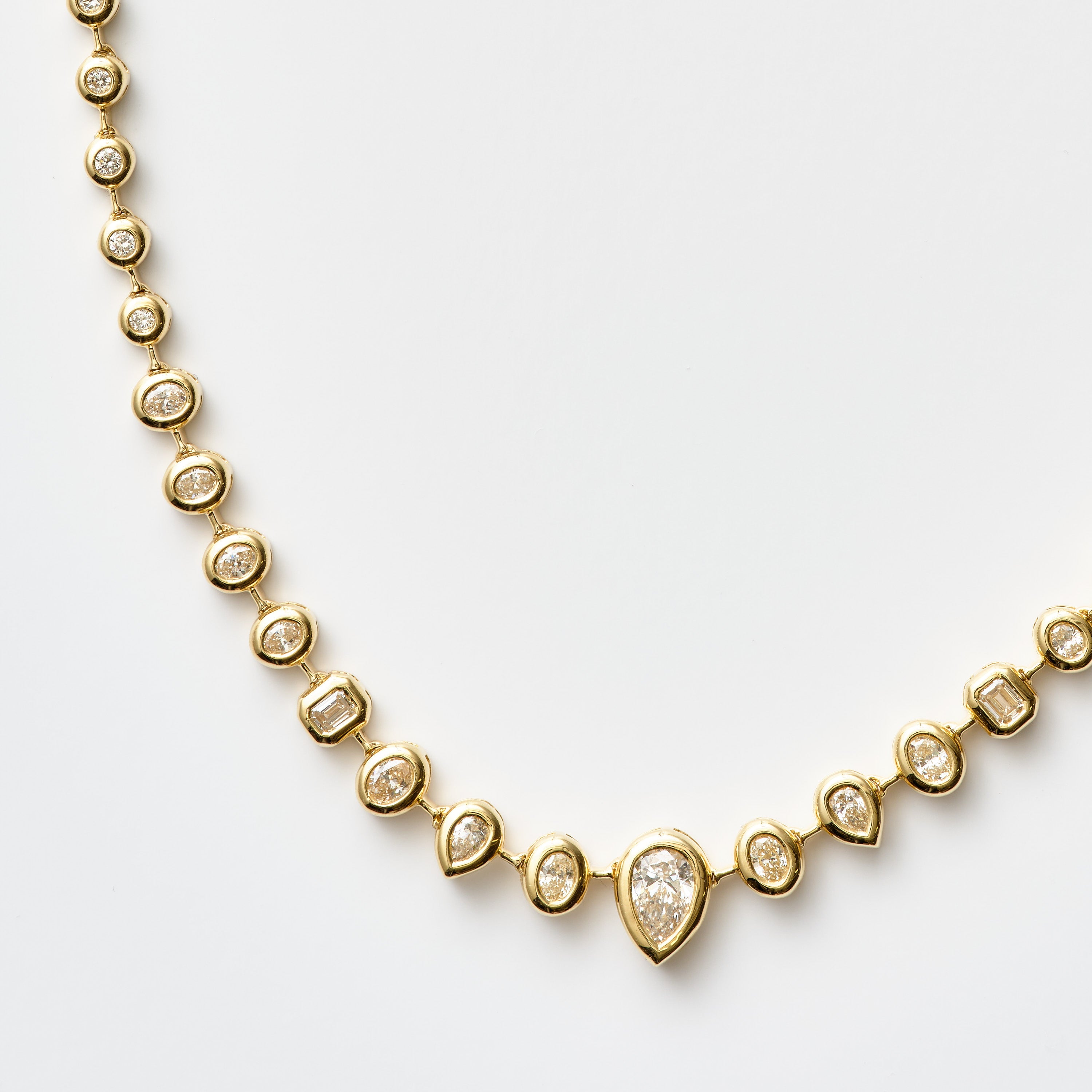 Mixed Shape Diamond Bezel Necklace