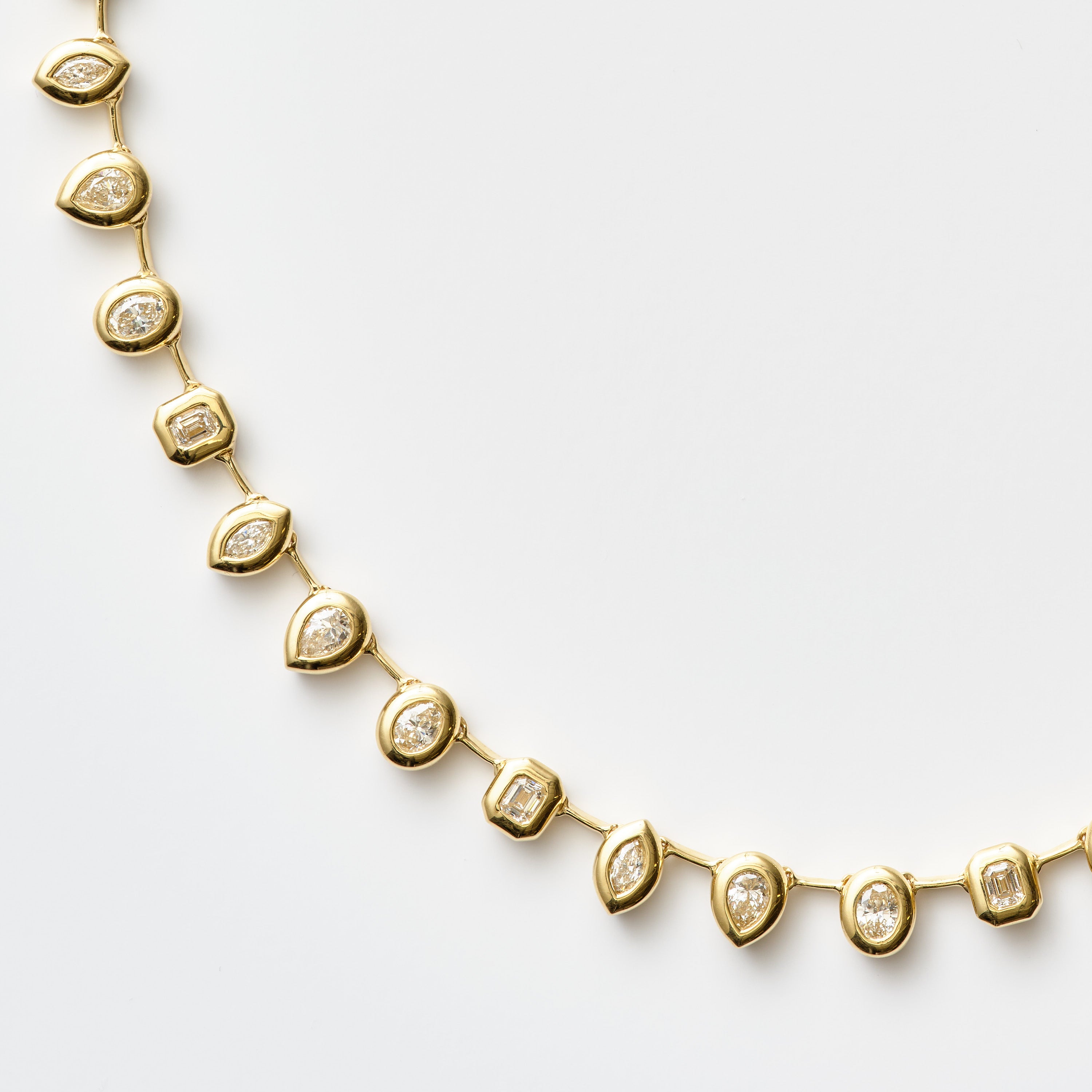 Mixed Shape Diamond Bezel Necklace