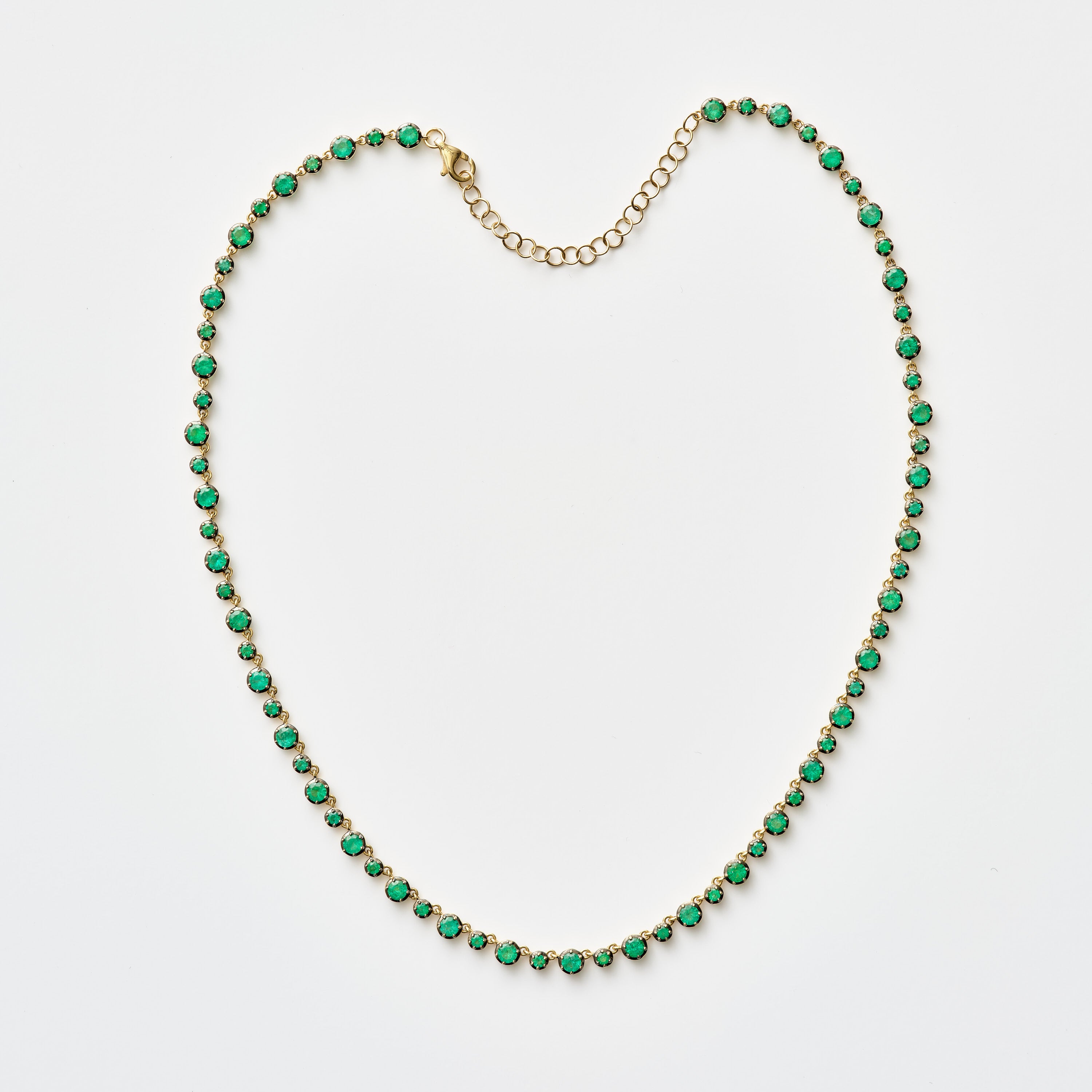 Emerald Round Cut Collet Necklace