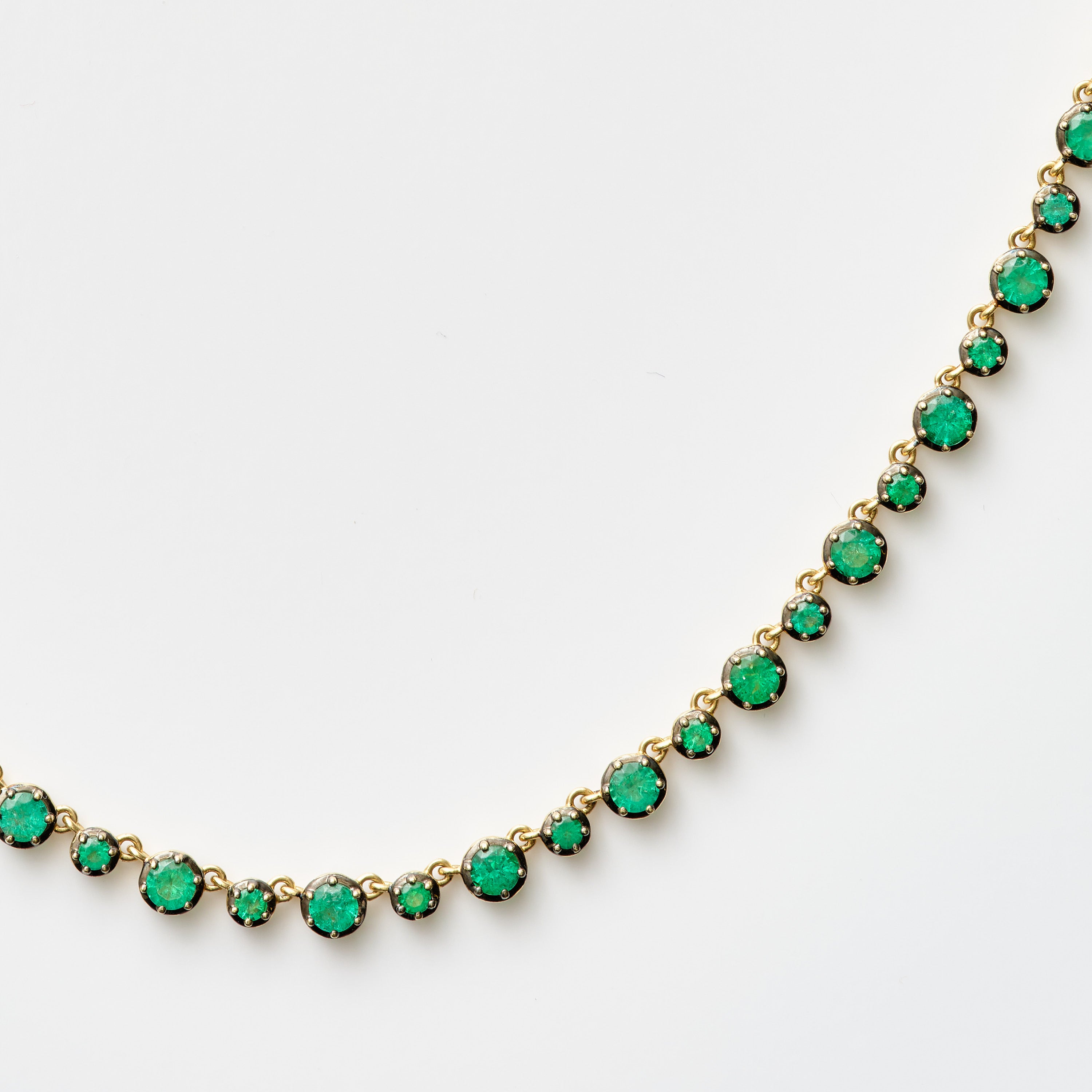 Emerald Round Cut Collet Necklace