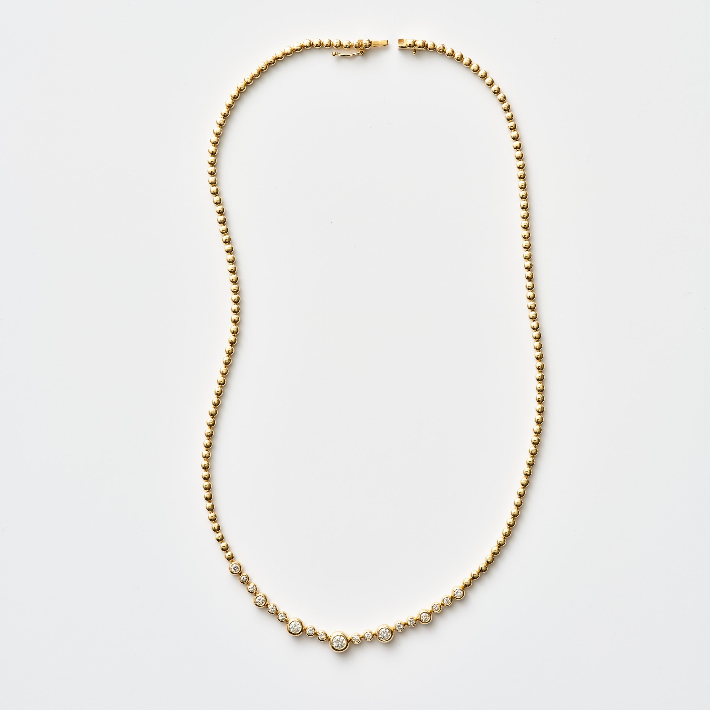 Beaded Bezel Diamond Necklace
