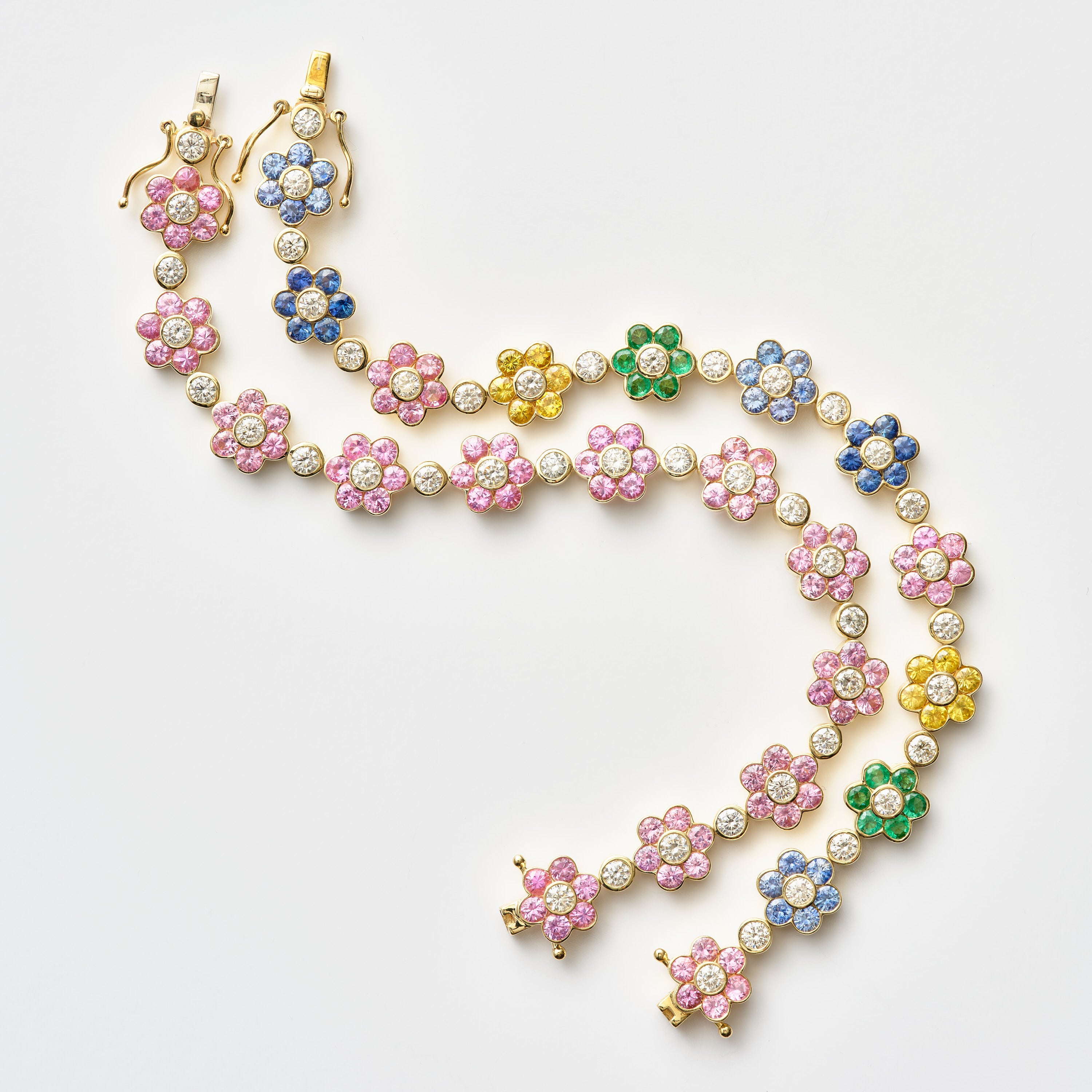Pink Sapphire & Diamond Floral Bracelet