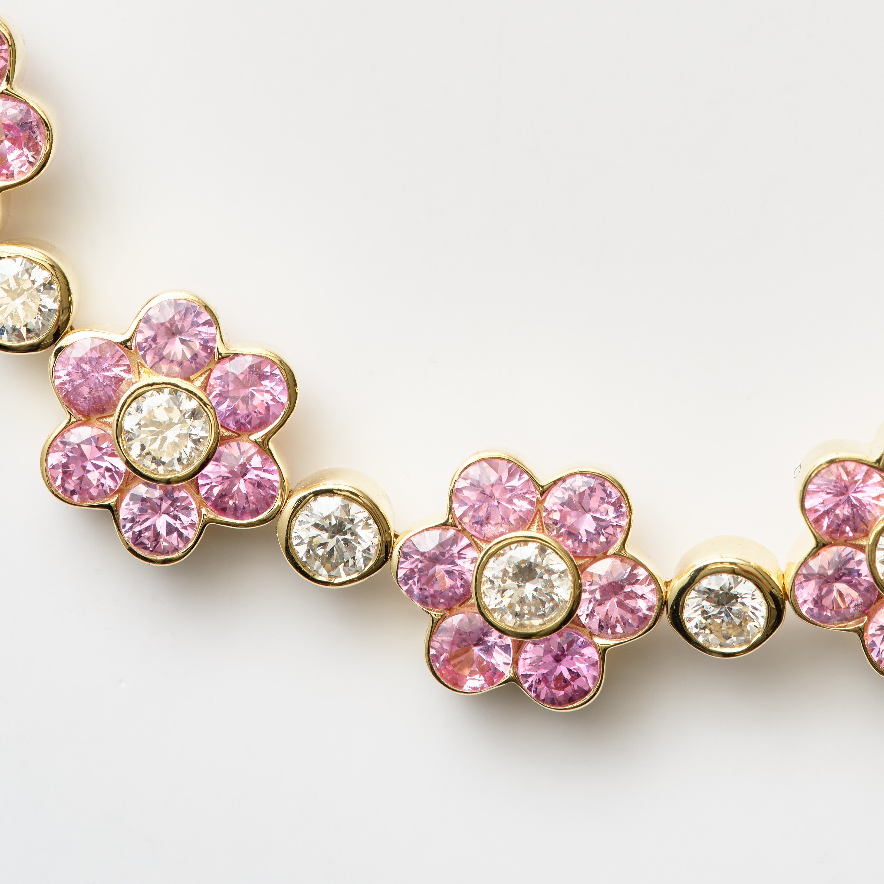 Pink Sapphire & Diamond Floral Bracelet
