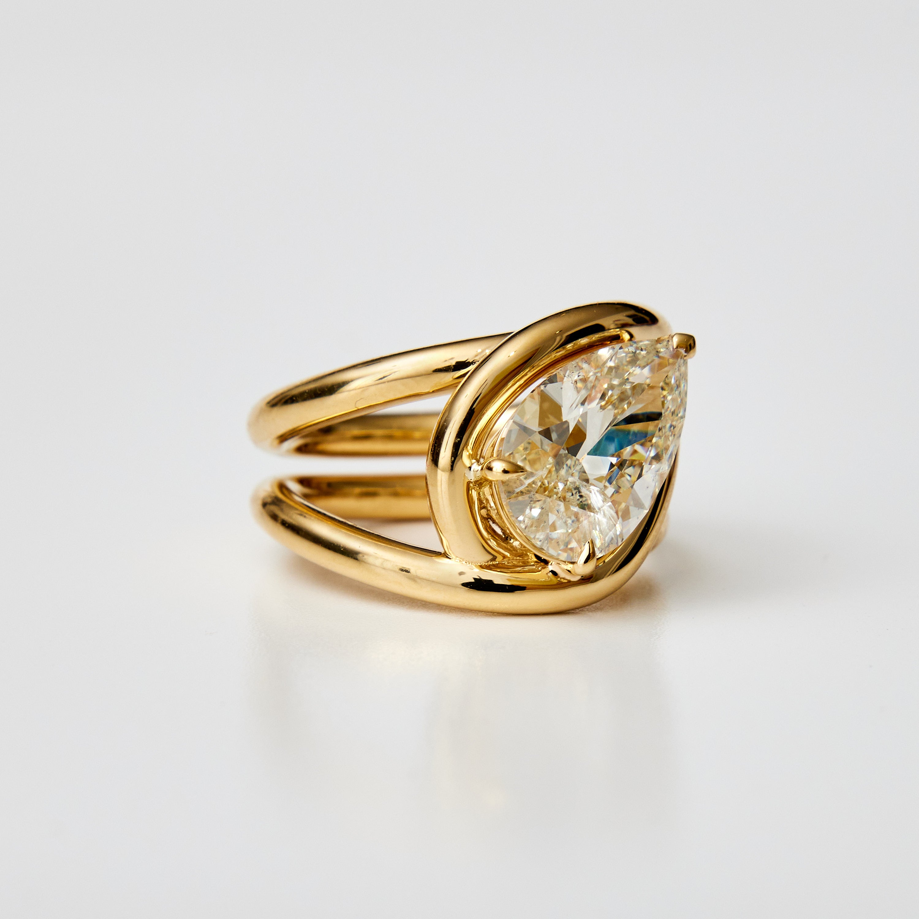 Twisted Pear Diamond Ring