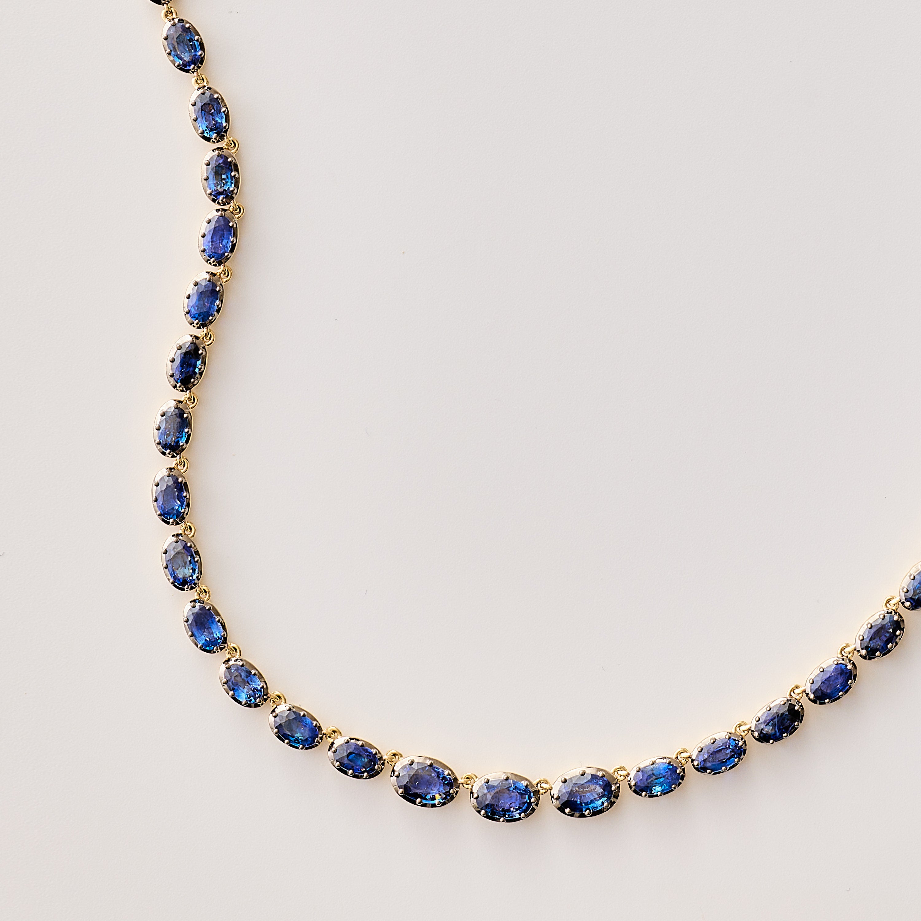 Blue Sapphire Oval Shape Collet Necklace