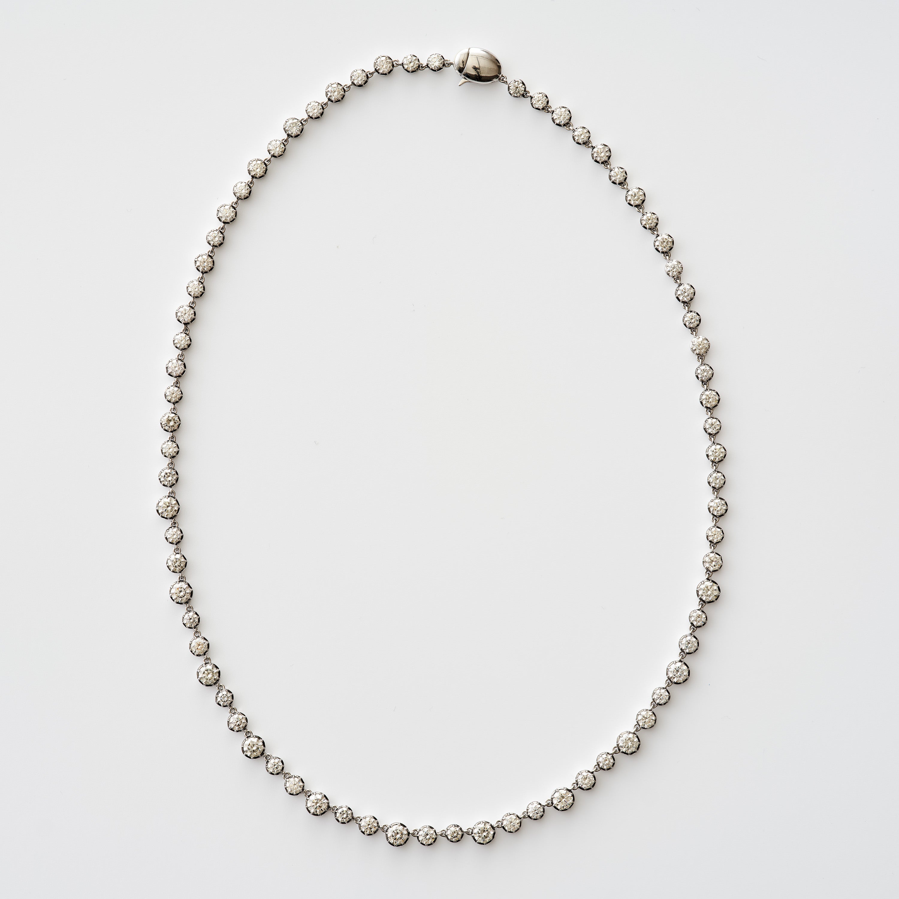 Collet-Set Diamond Tennis Necklace