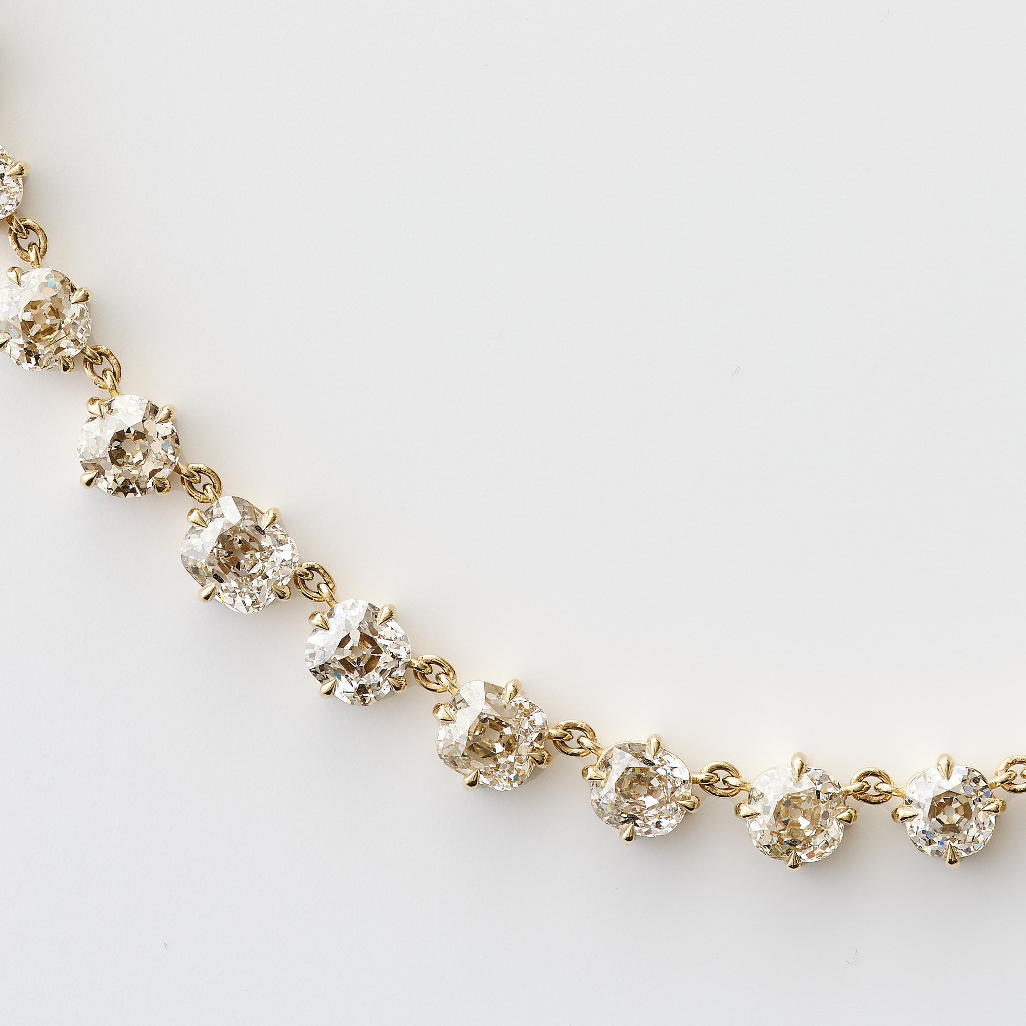 Compass-Set Antique Cut Cushion Diamond Necklace