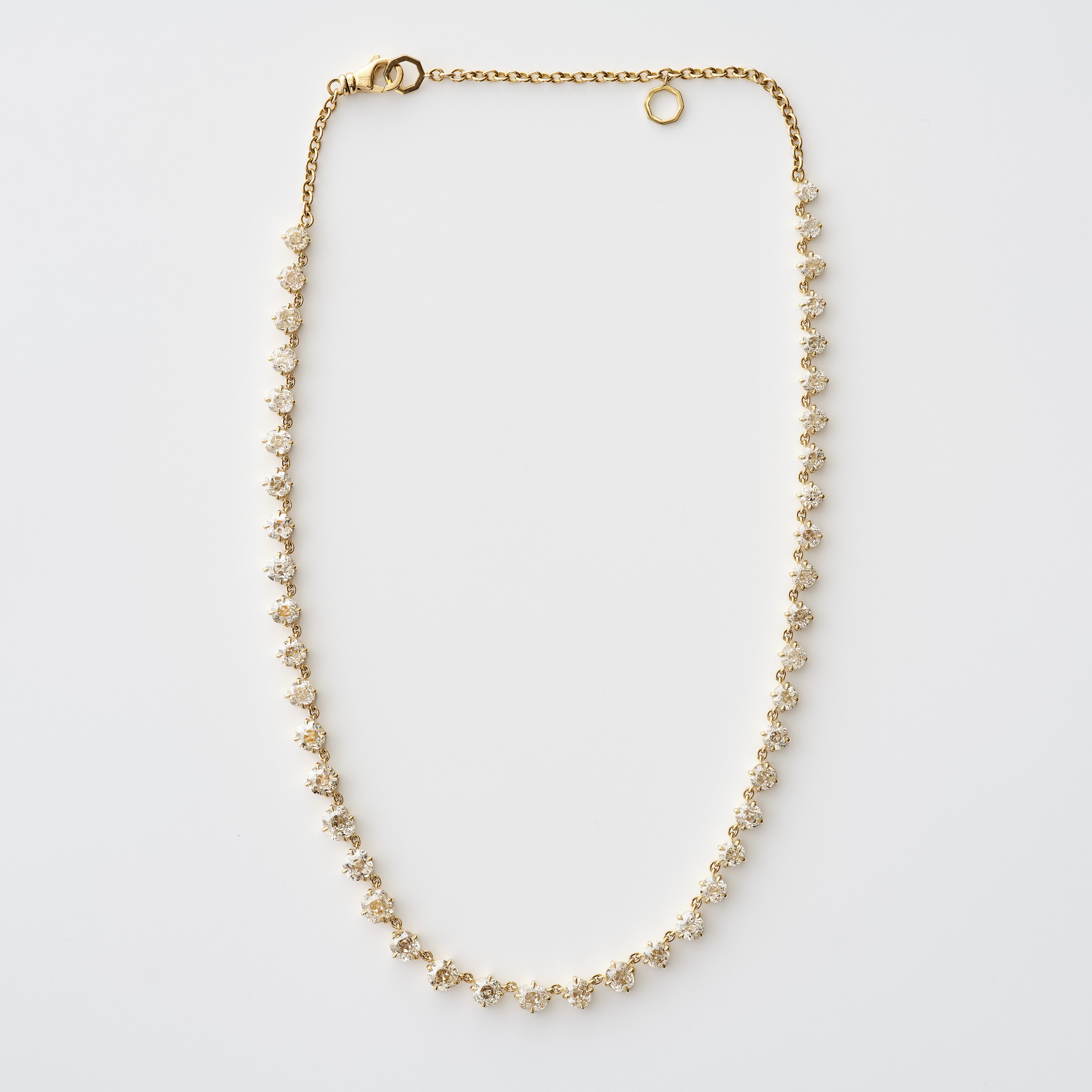 Compass-Set Antique Cut Cushion Diamond Necklace