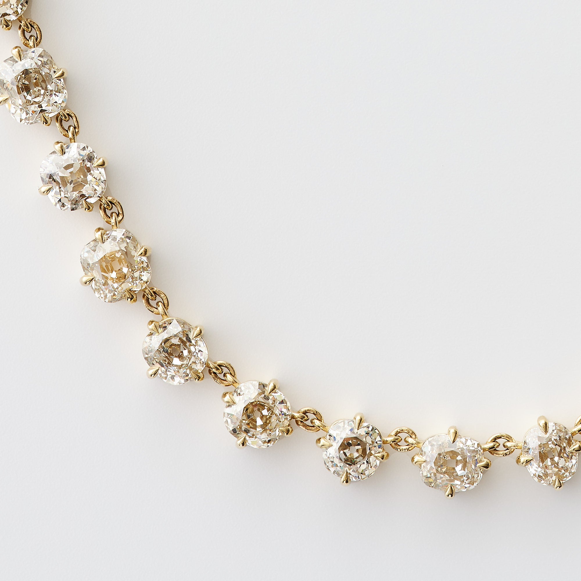 Compass-Set Antique Cut Cushion Diamond Necklace