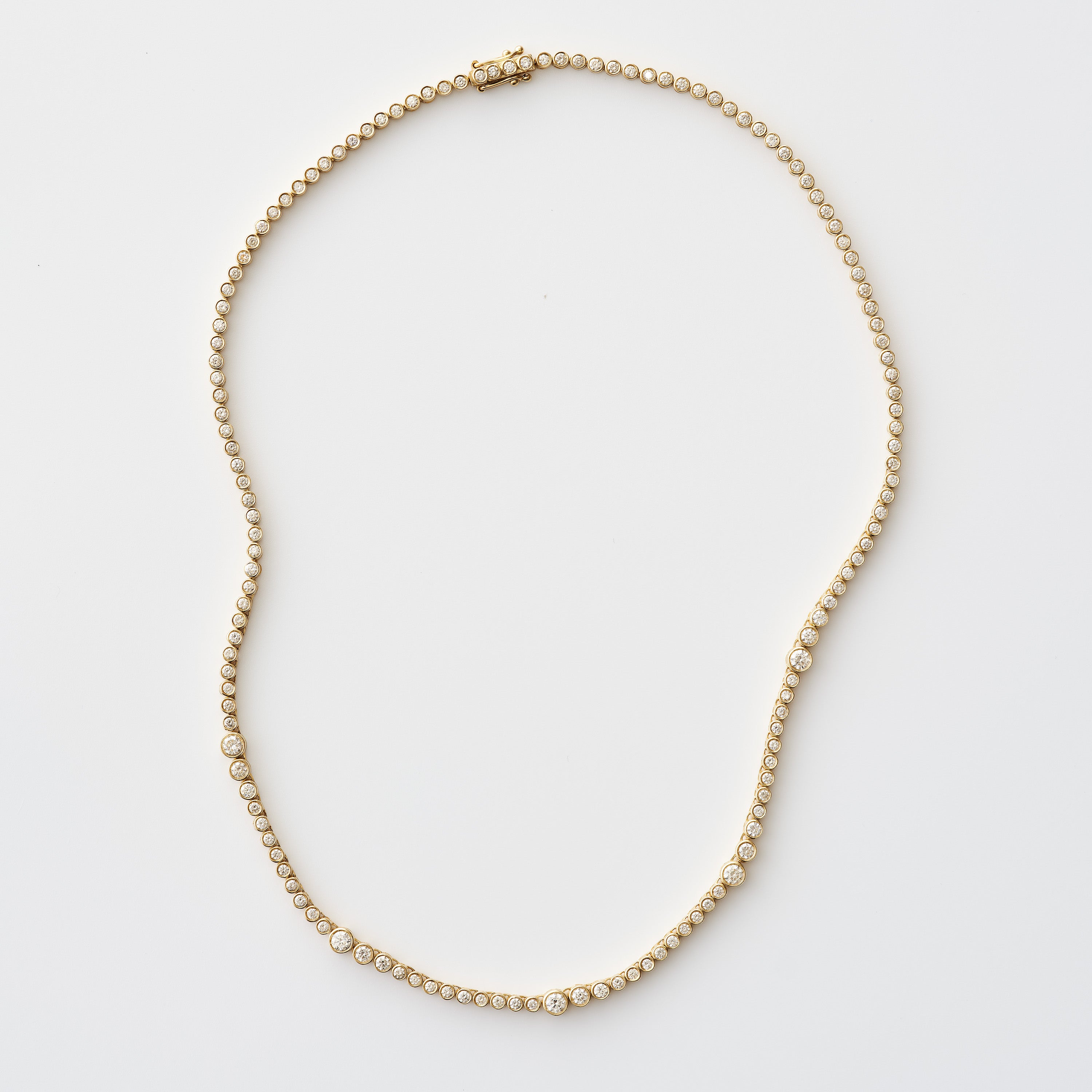 Graduated Bezel Diamond Tennis Necklace