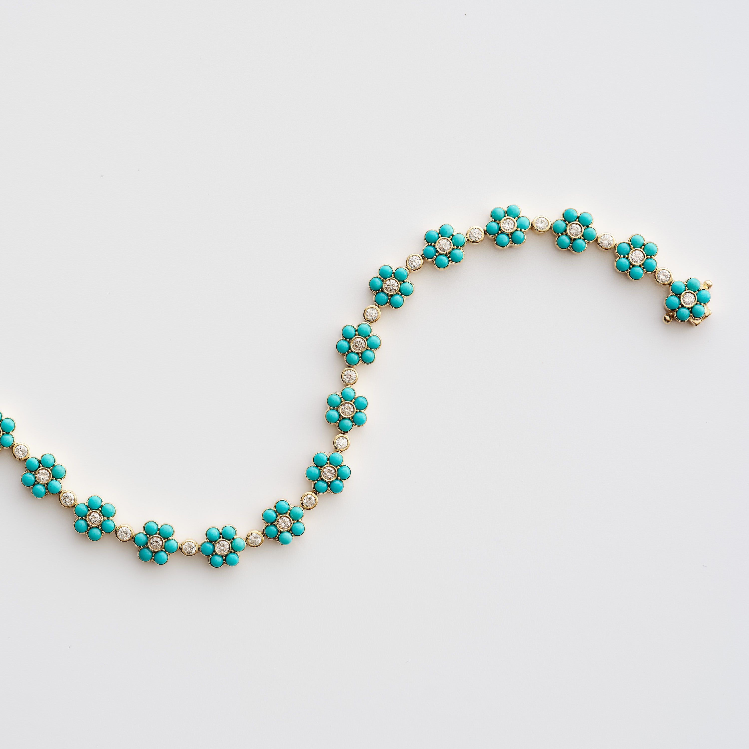 Turquoise & Diamond Floral Bracelet