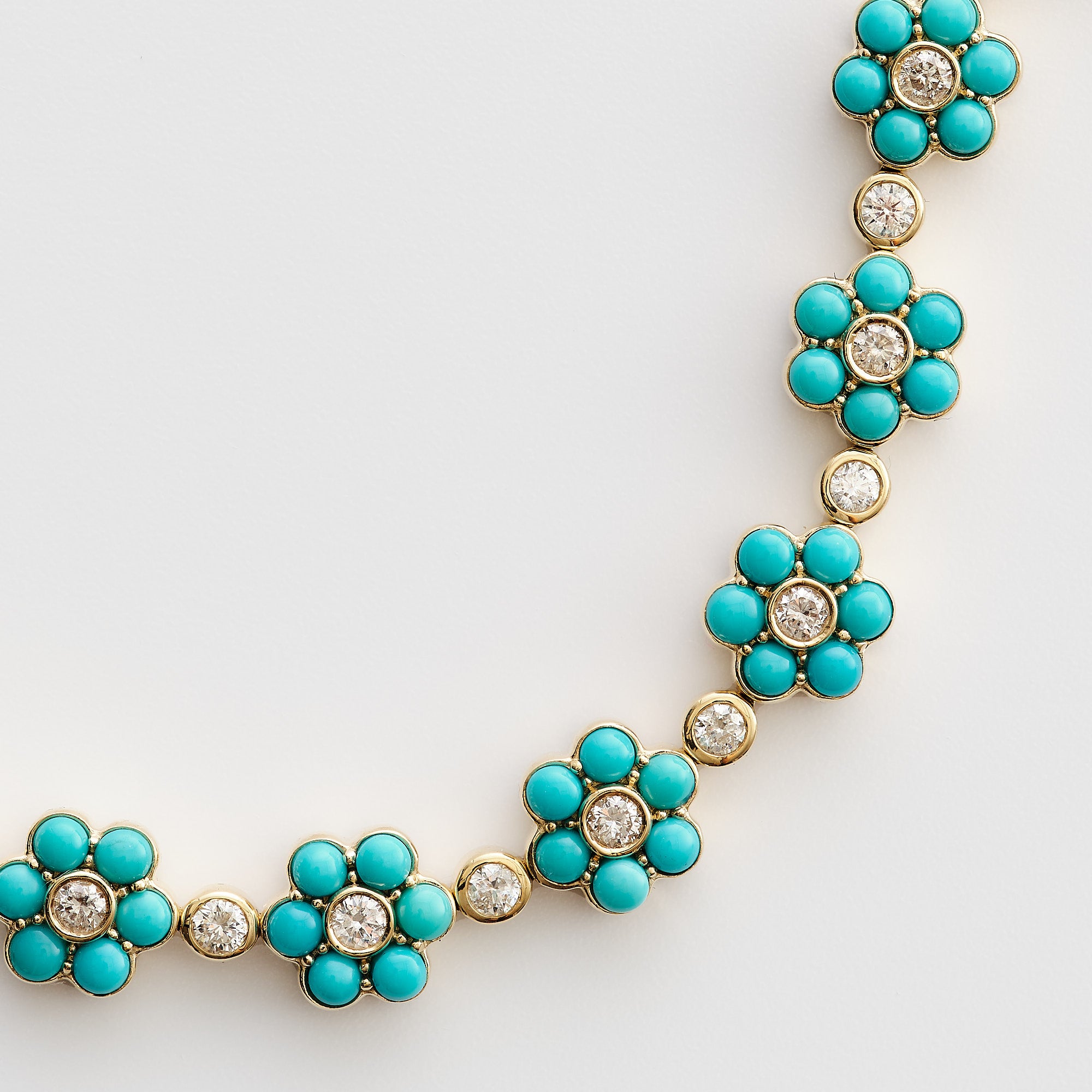 Turquoise & Diamond Floral Bracelet