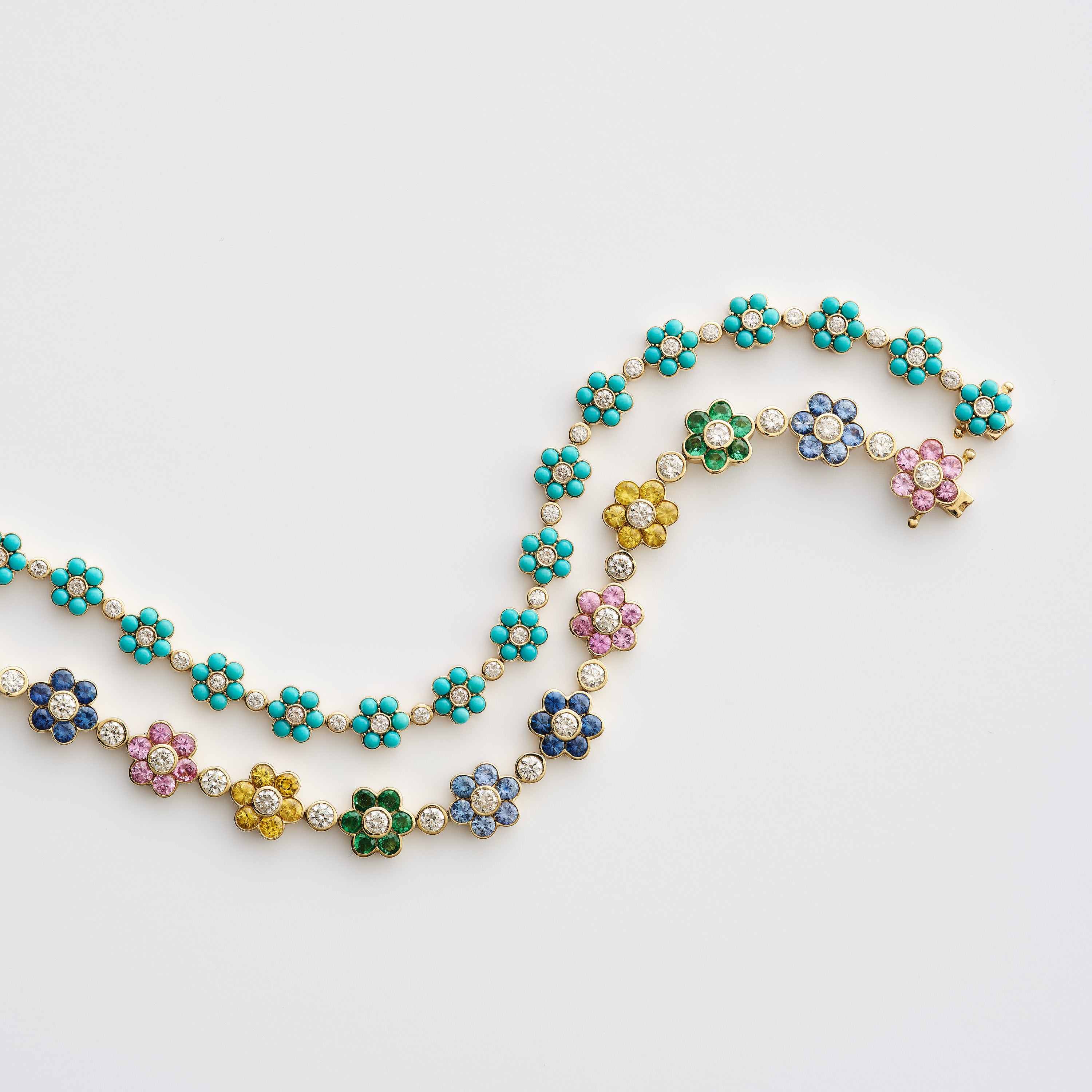 Turquoise & Diamond Floral Bracelet