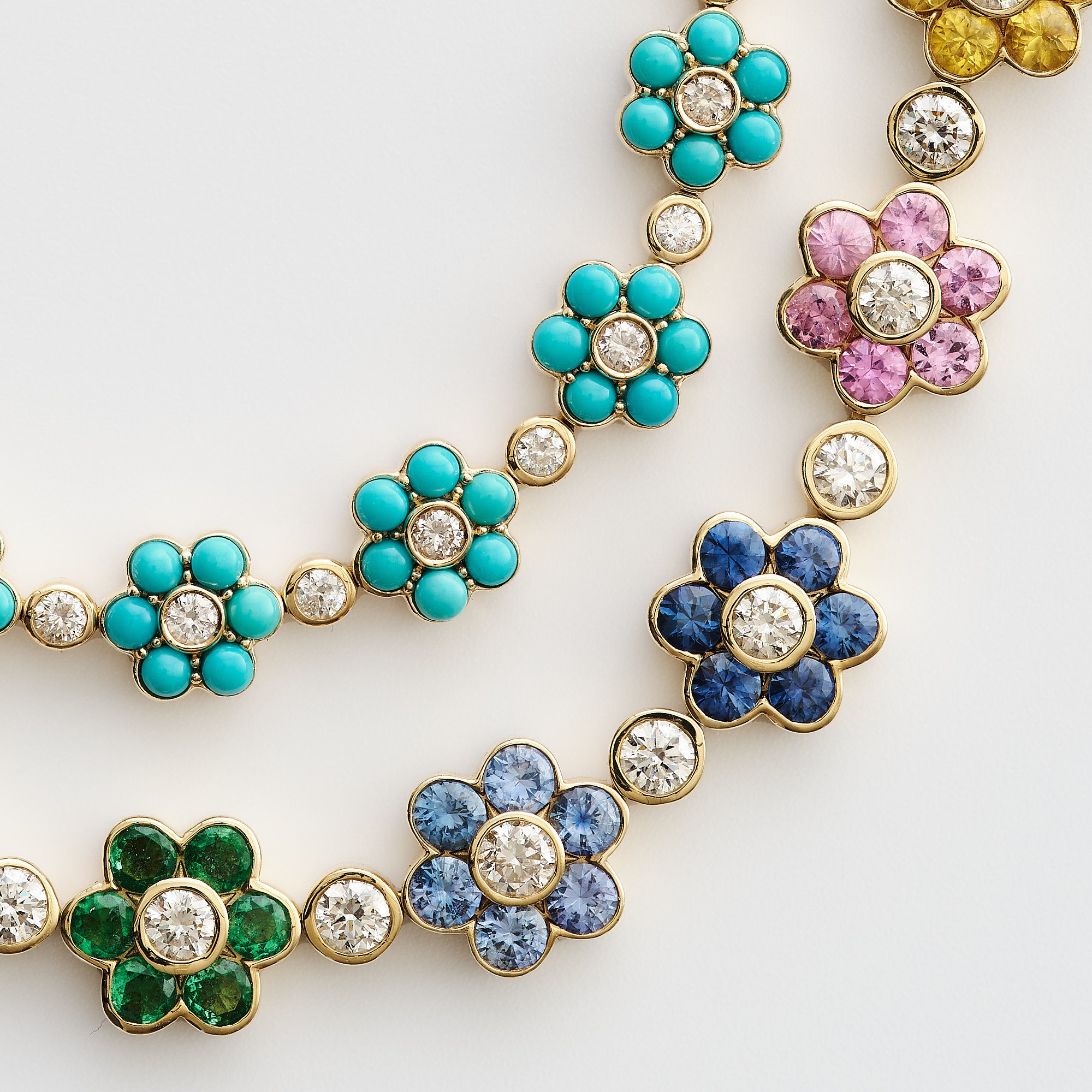 Turquoise & Diamond Floral Bracelet