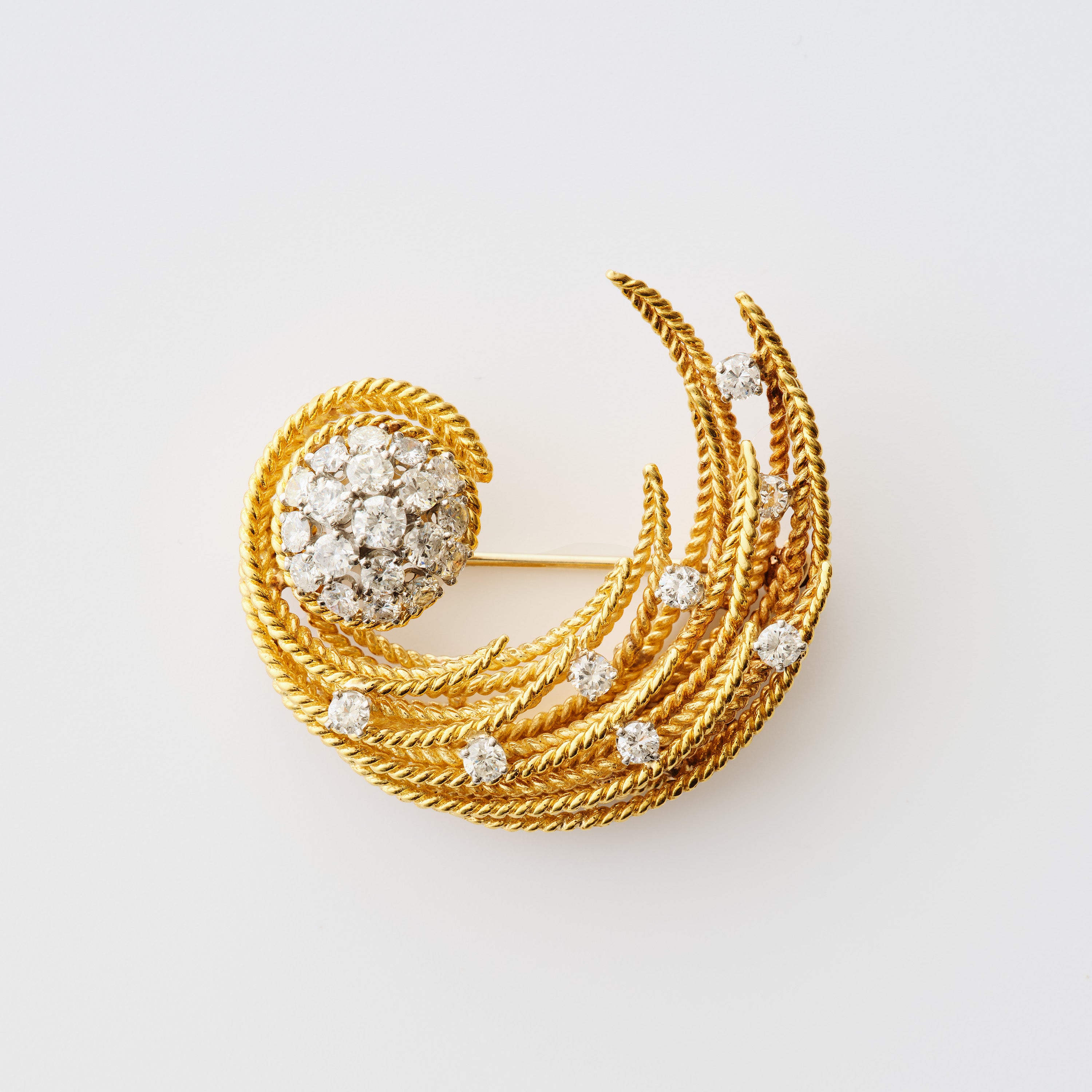 Vintage Diamond Feather Brooch