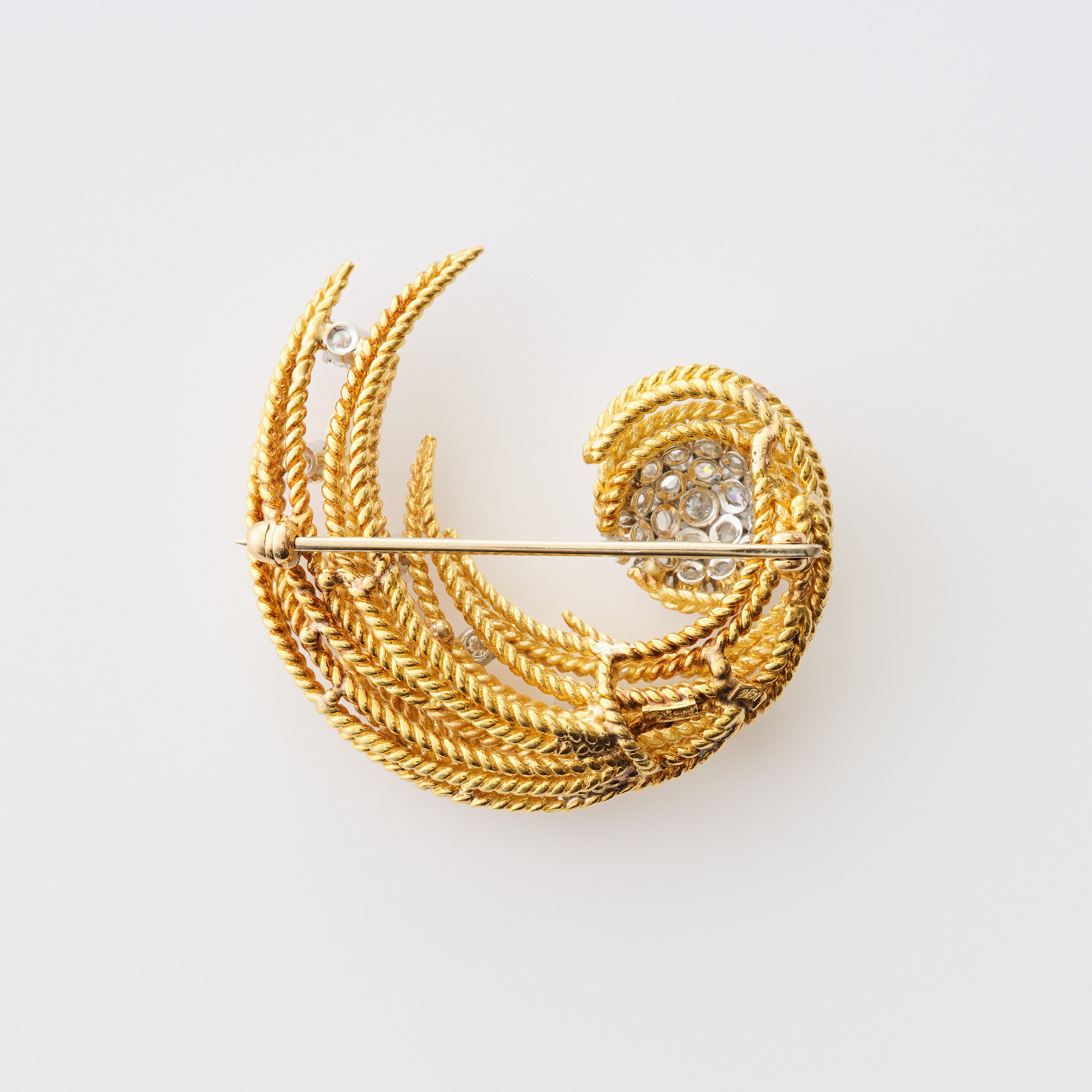 Vintage Diamond Feather Brooch