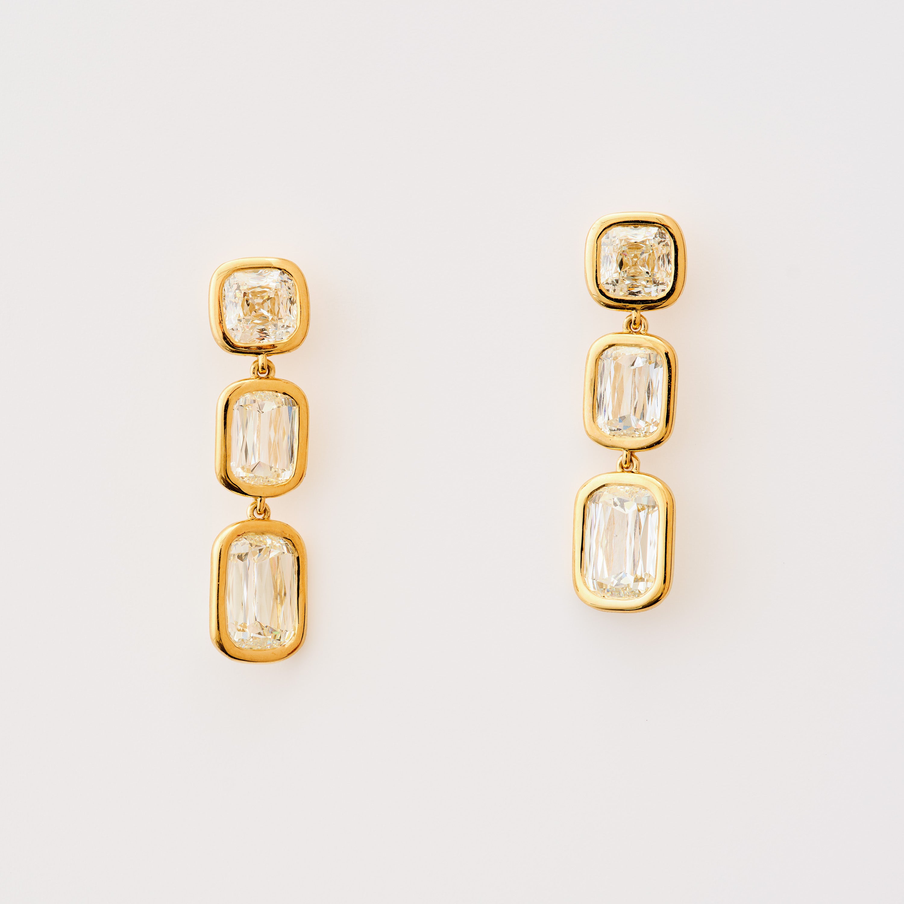 Ashoka & Cushion Diamond Bezel Earrings