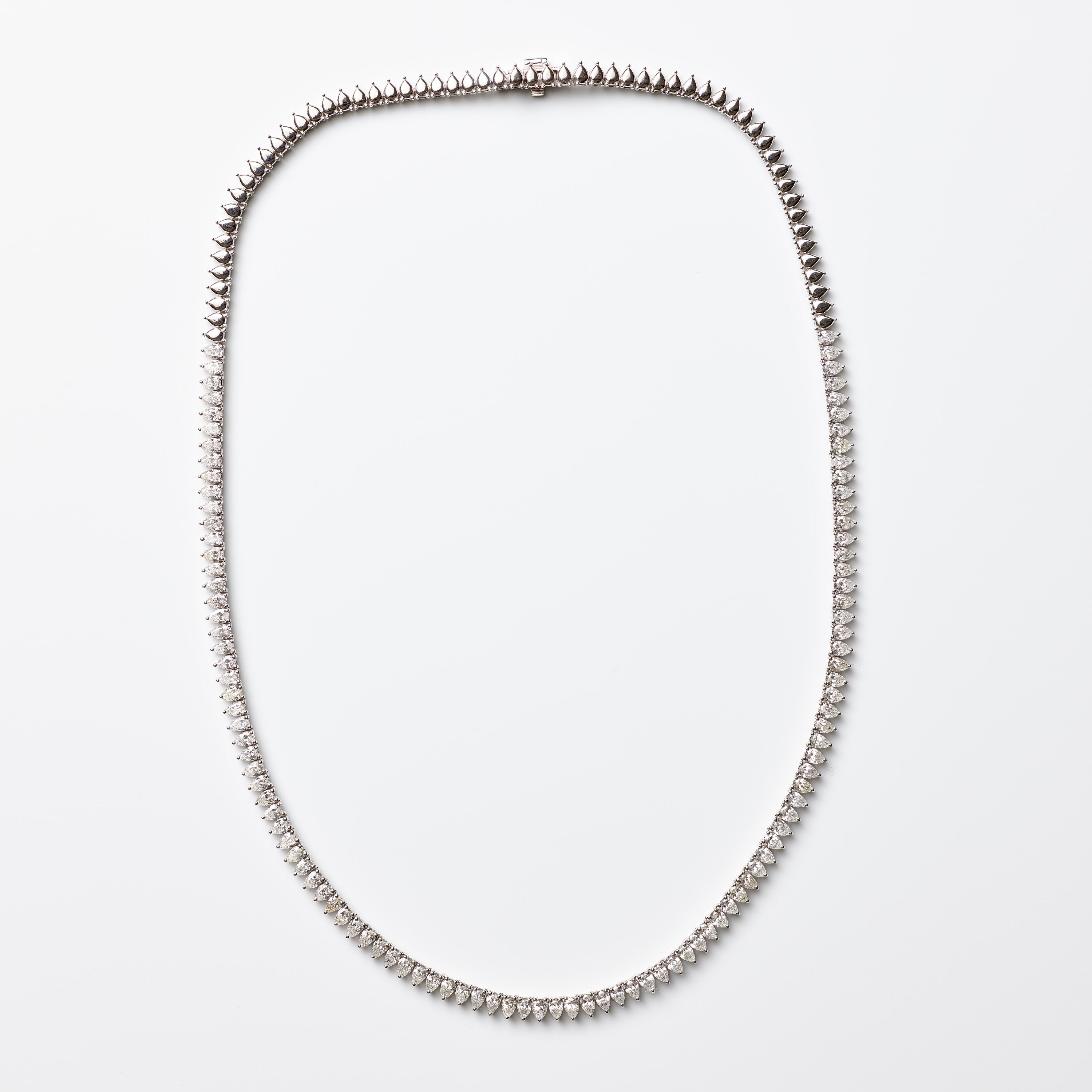 Pear Diamond Claw-Set Tennis Necklaces
