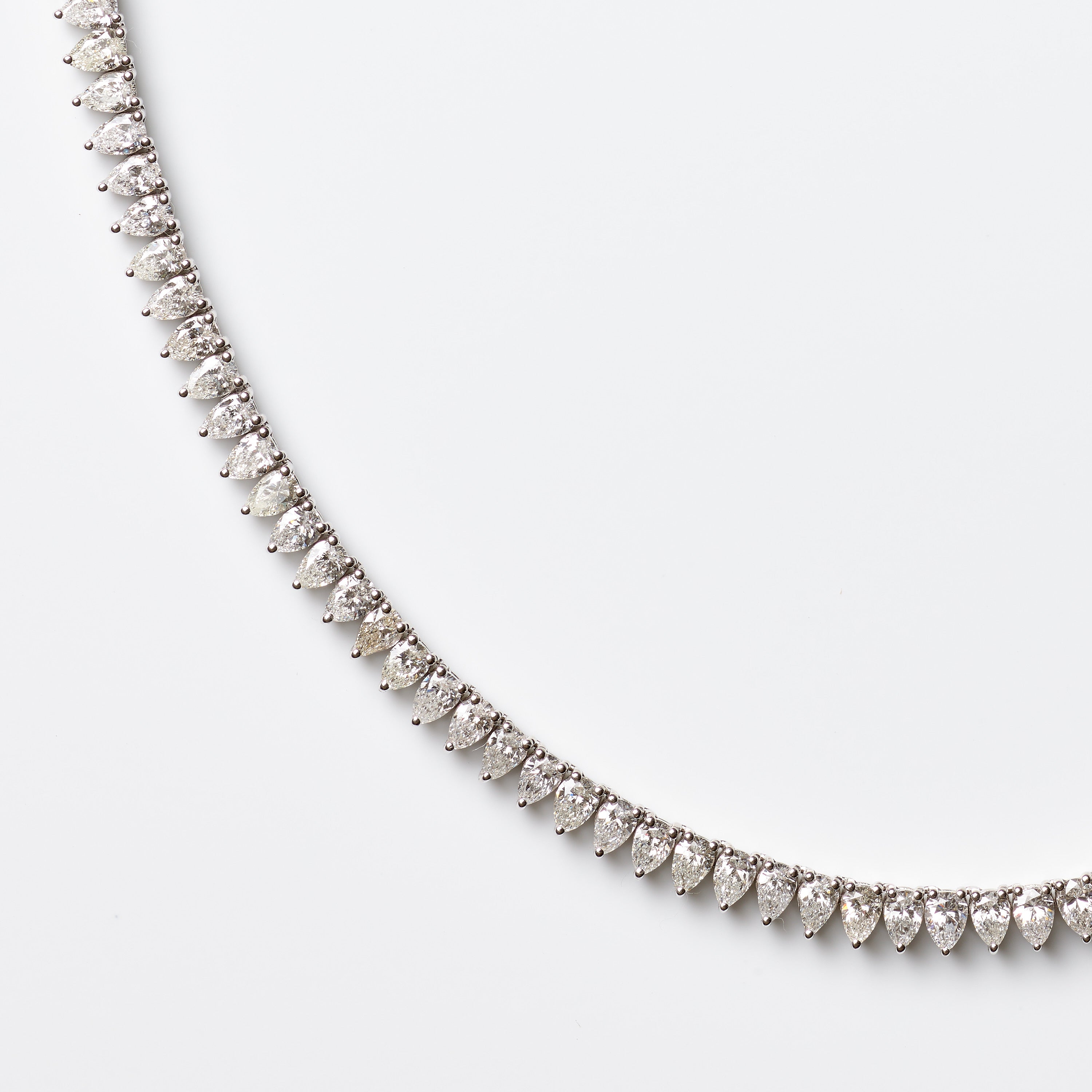Pear Diamond Claw-Set Tennis Necklaces