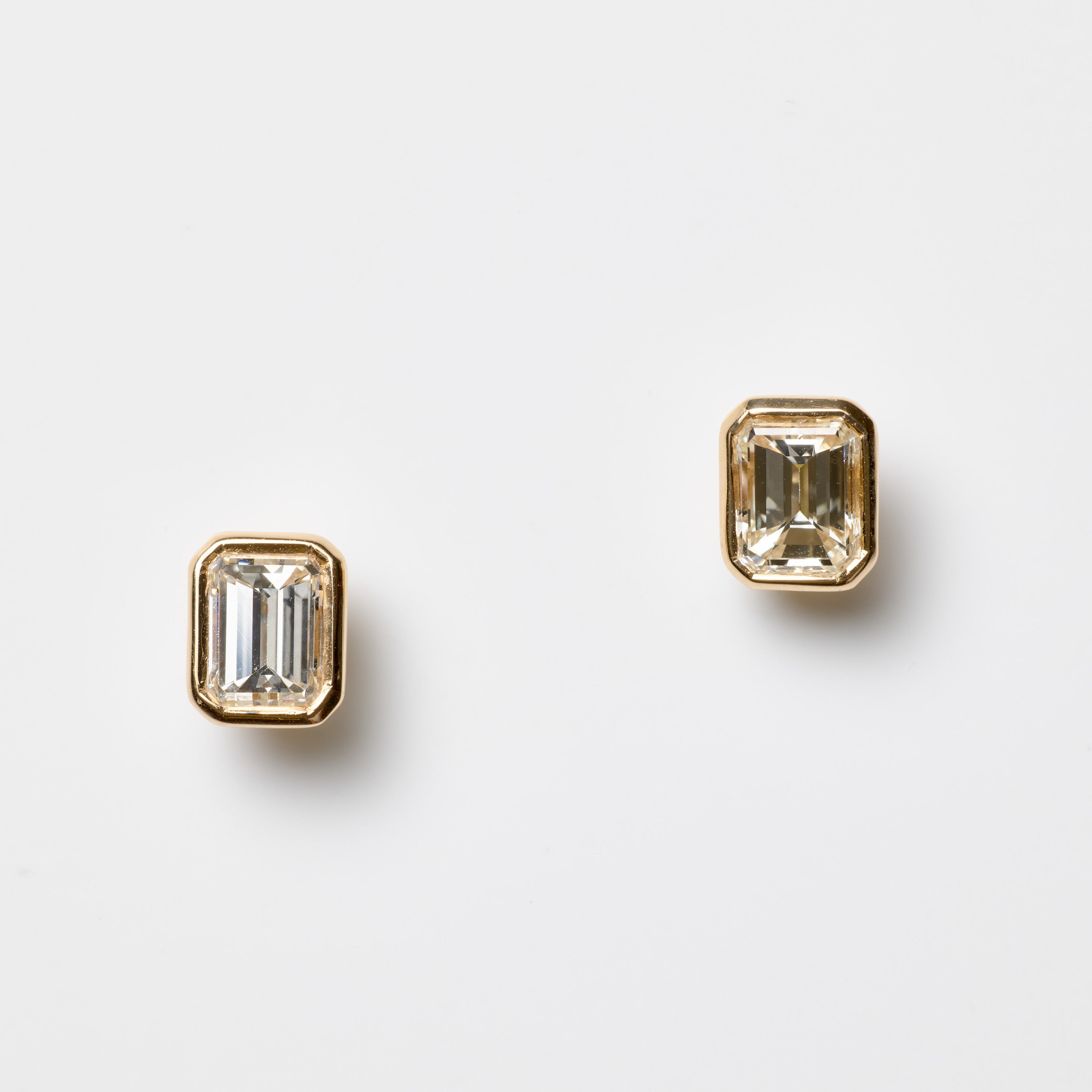 Bezel Emerald Diamond Studs