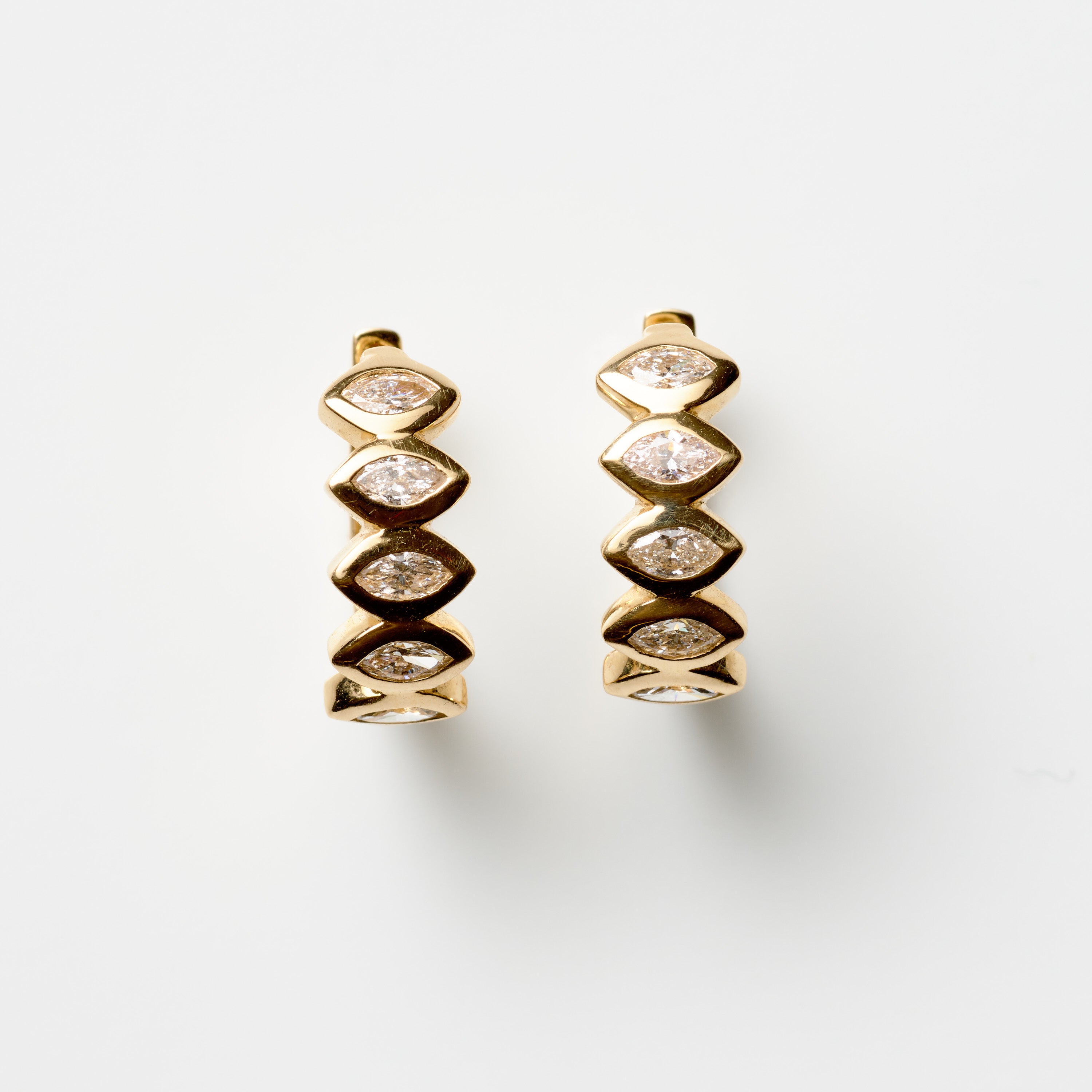 Mini-Mariquise Diamond Hoops