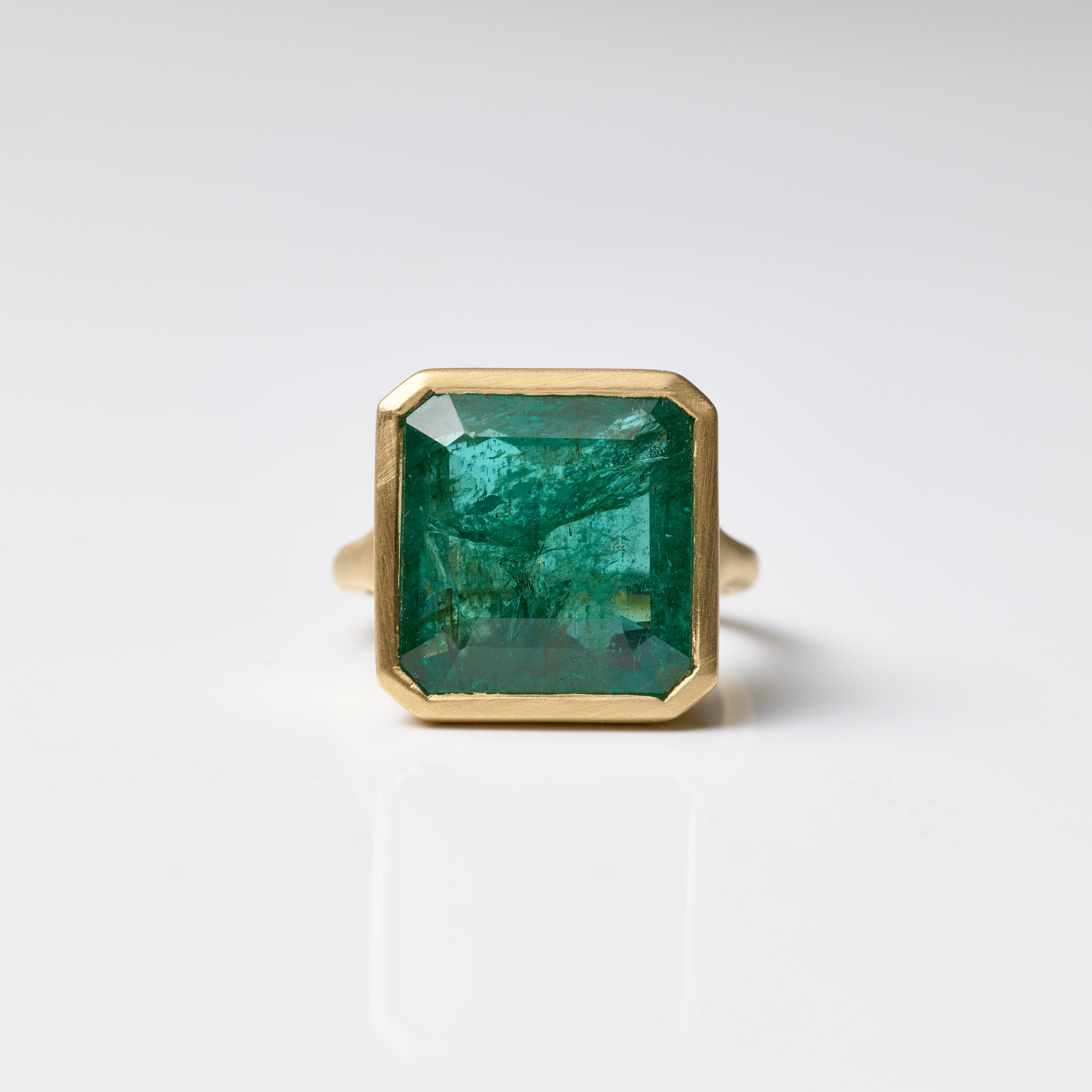 Green Emerald Satin Ring