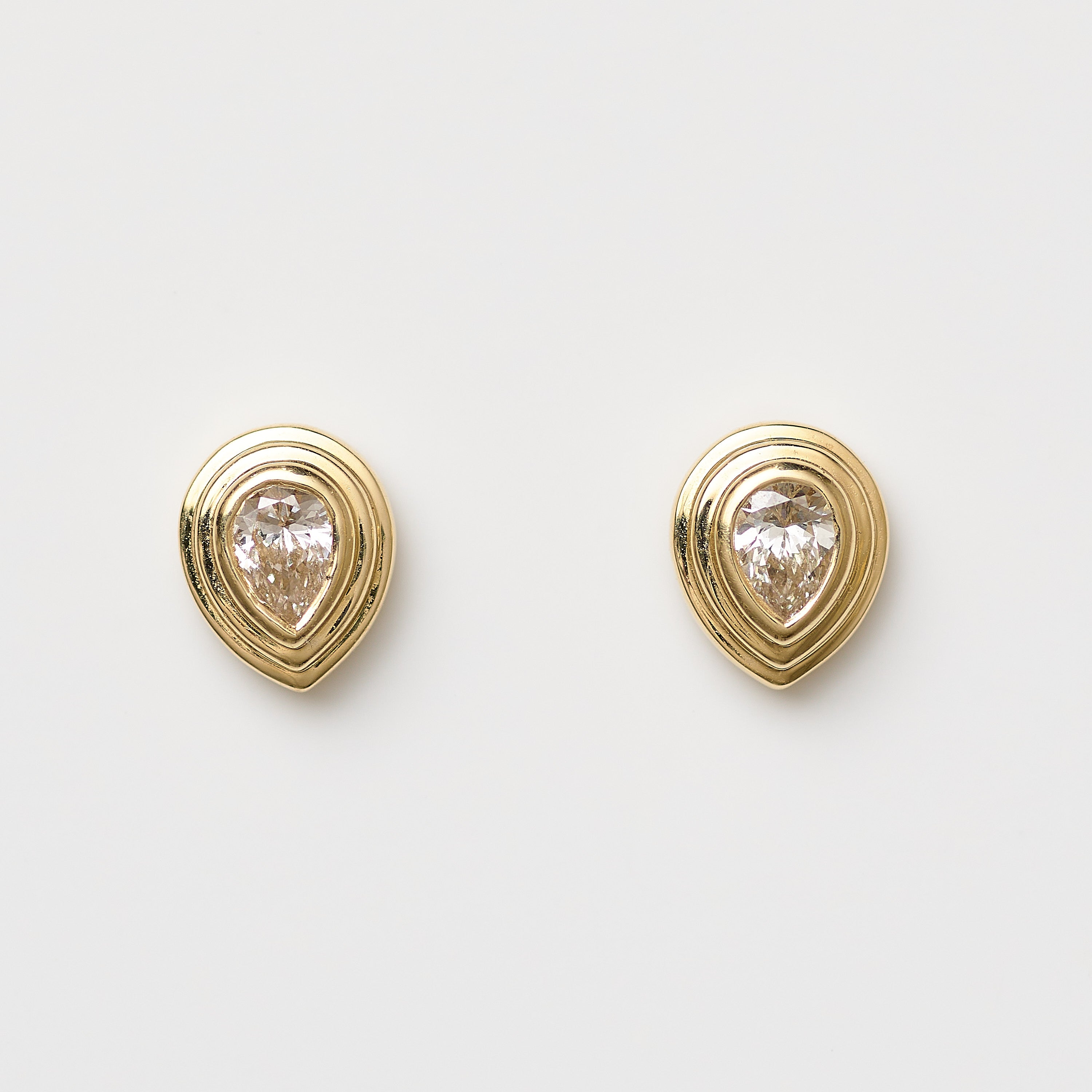 Bezel Pear Diamond Earrings
