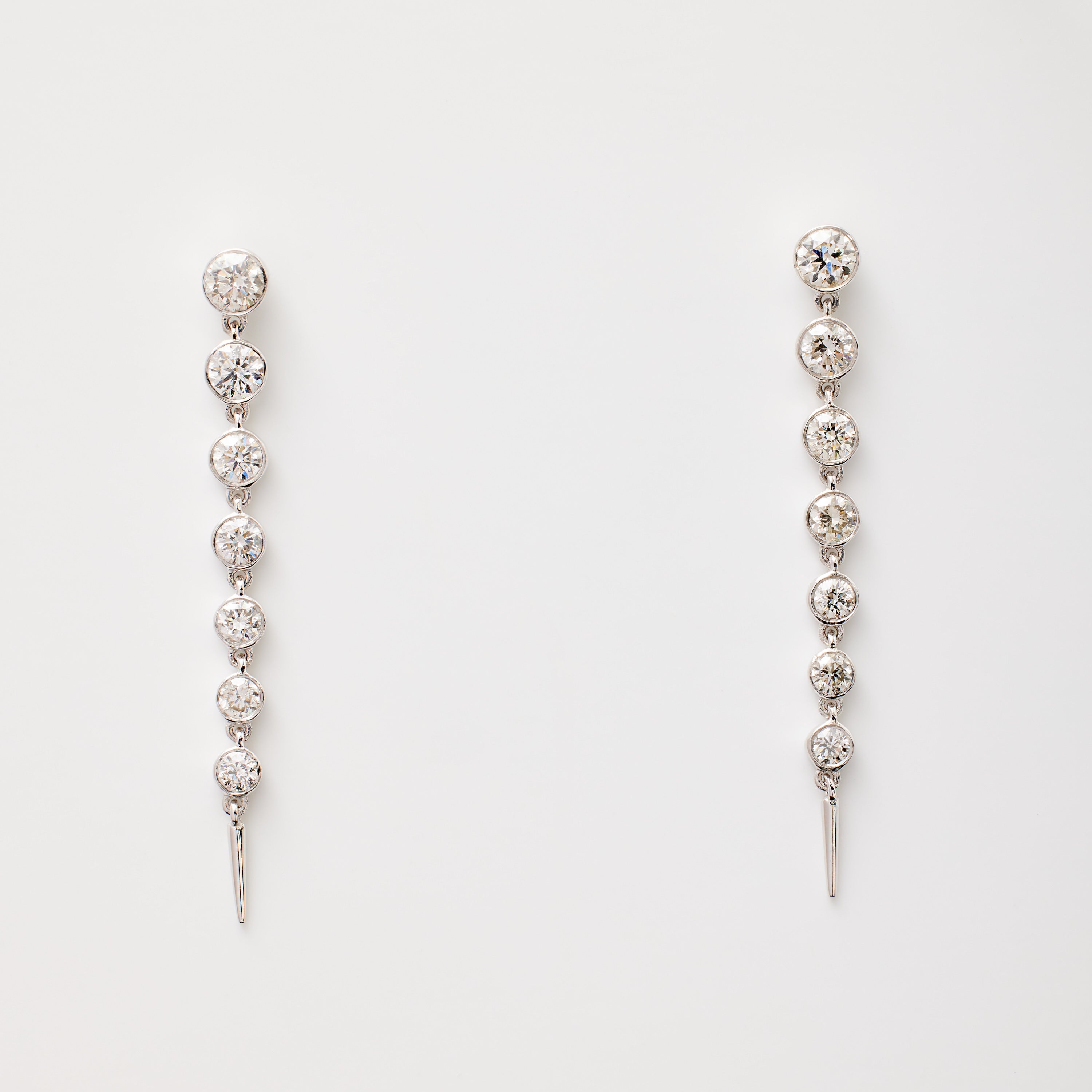 Graduated Diamond Bezel Drop Earrings