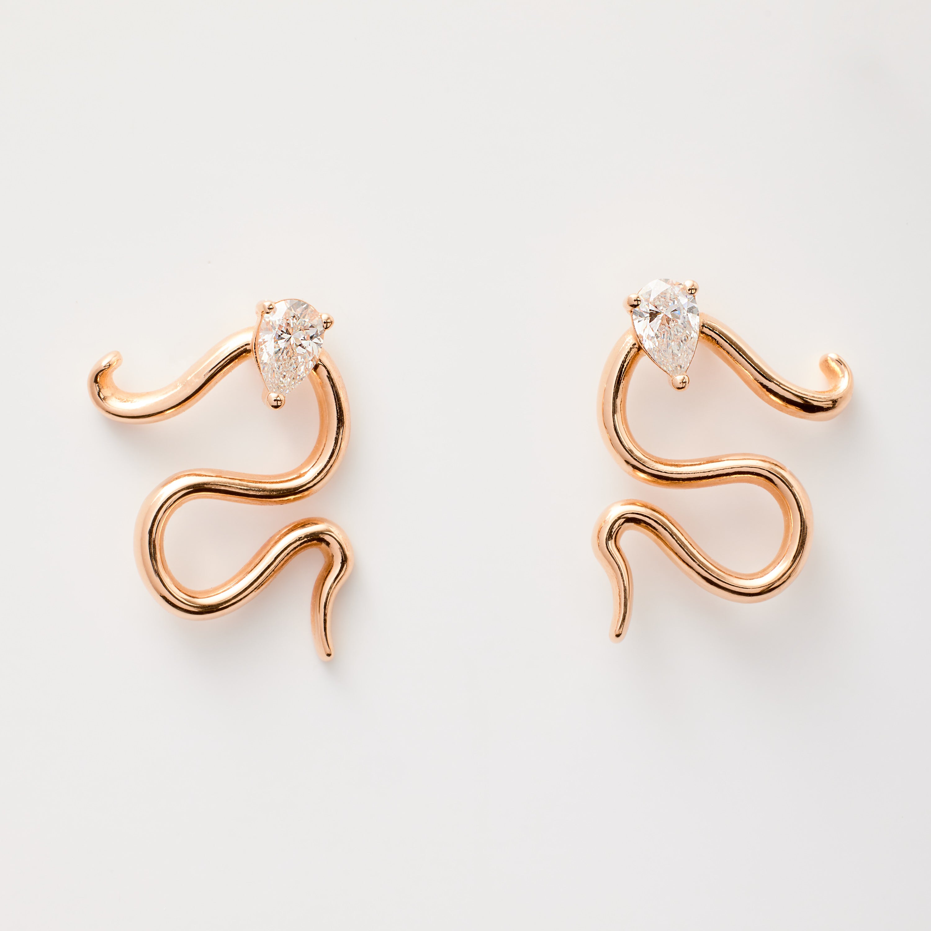 Serpent Pear Diamond Earrings