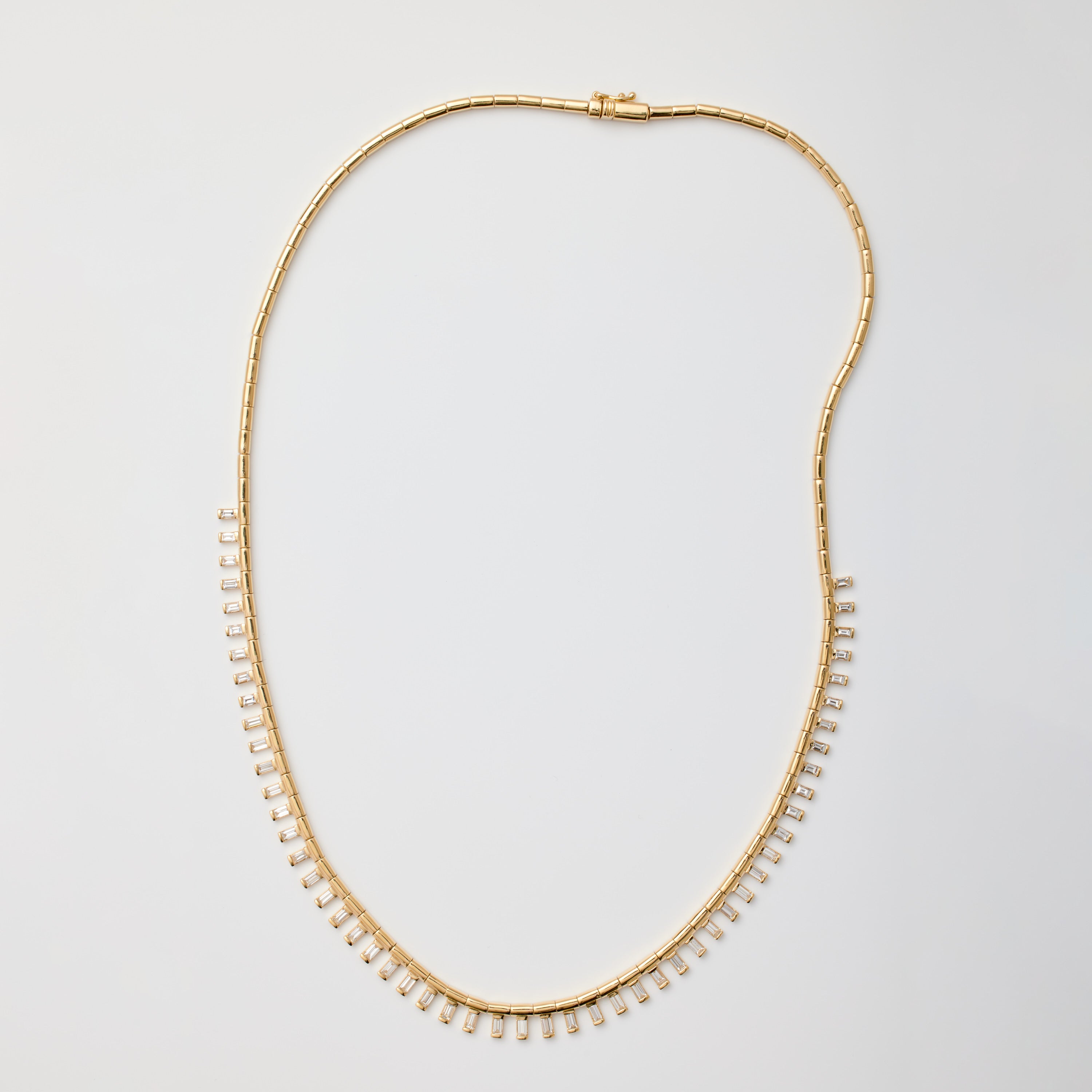 Serpent Chain Baguette Diamond Necklace