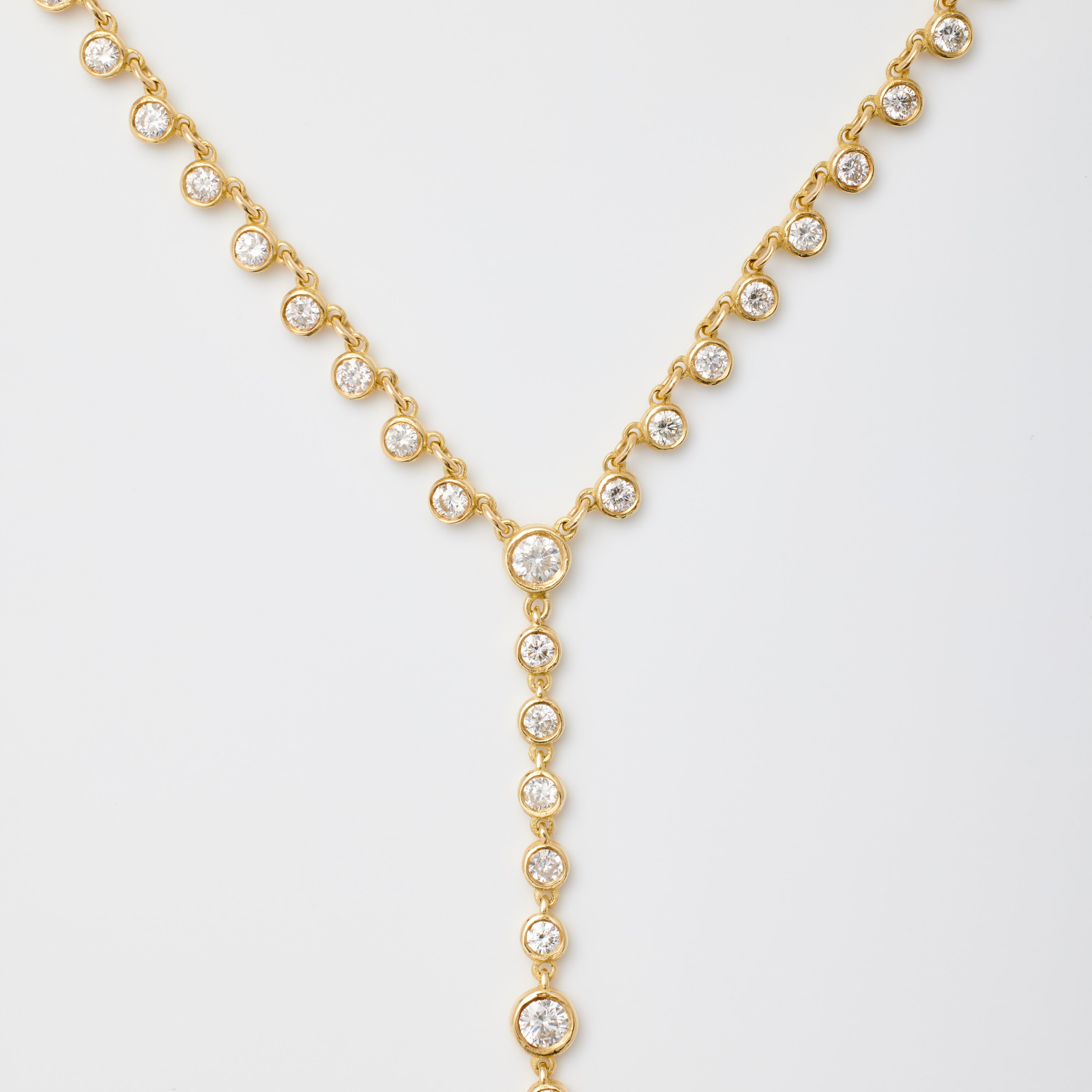 Diamond Bezel-Drop Lariat Necklace