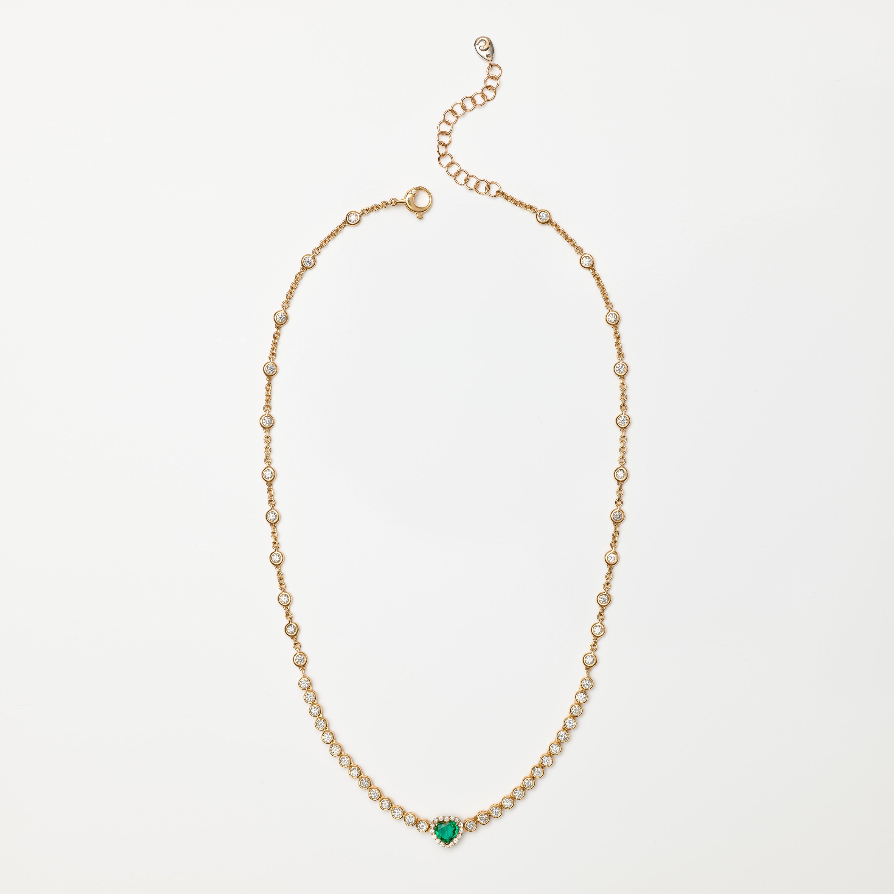 Heart Shape Sapphire & Diamond Necklace