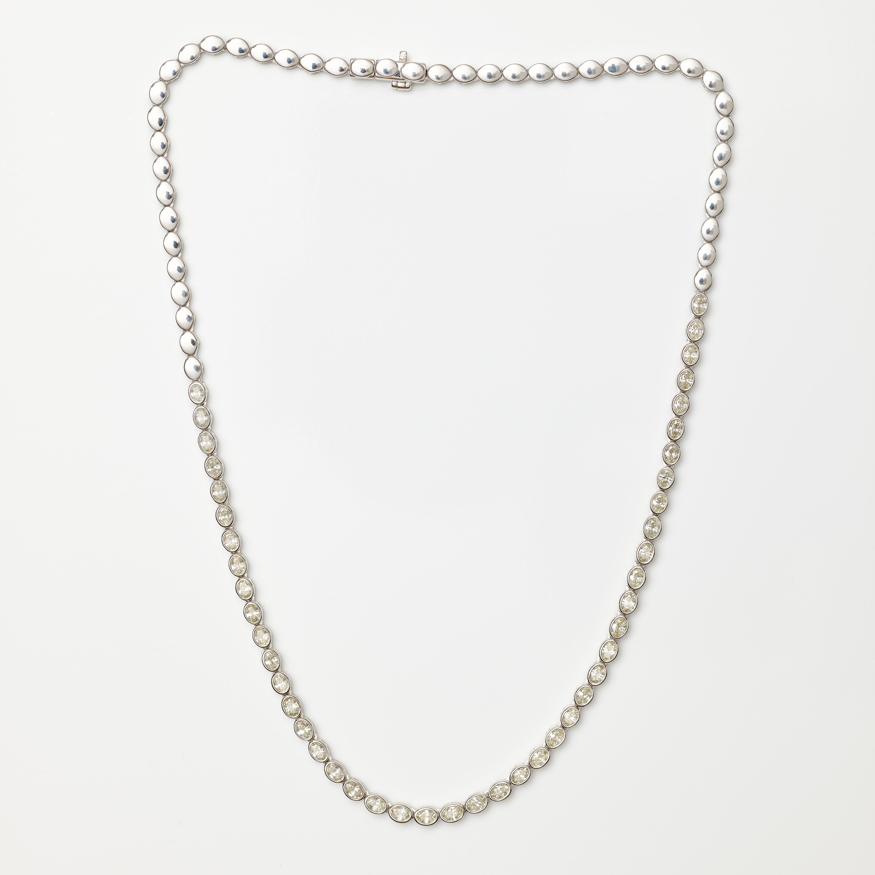 Bezel-Set Oval Diamond Tennis Necklace