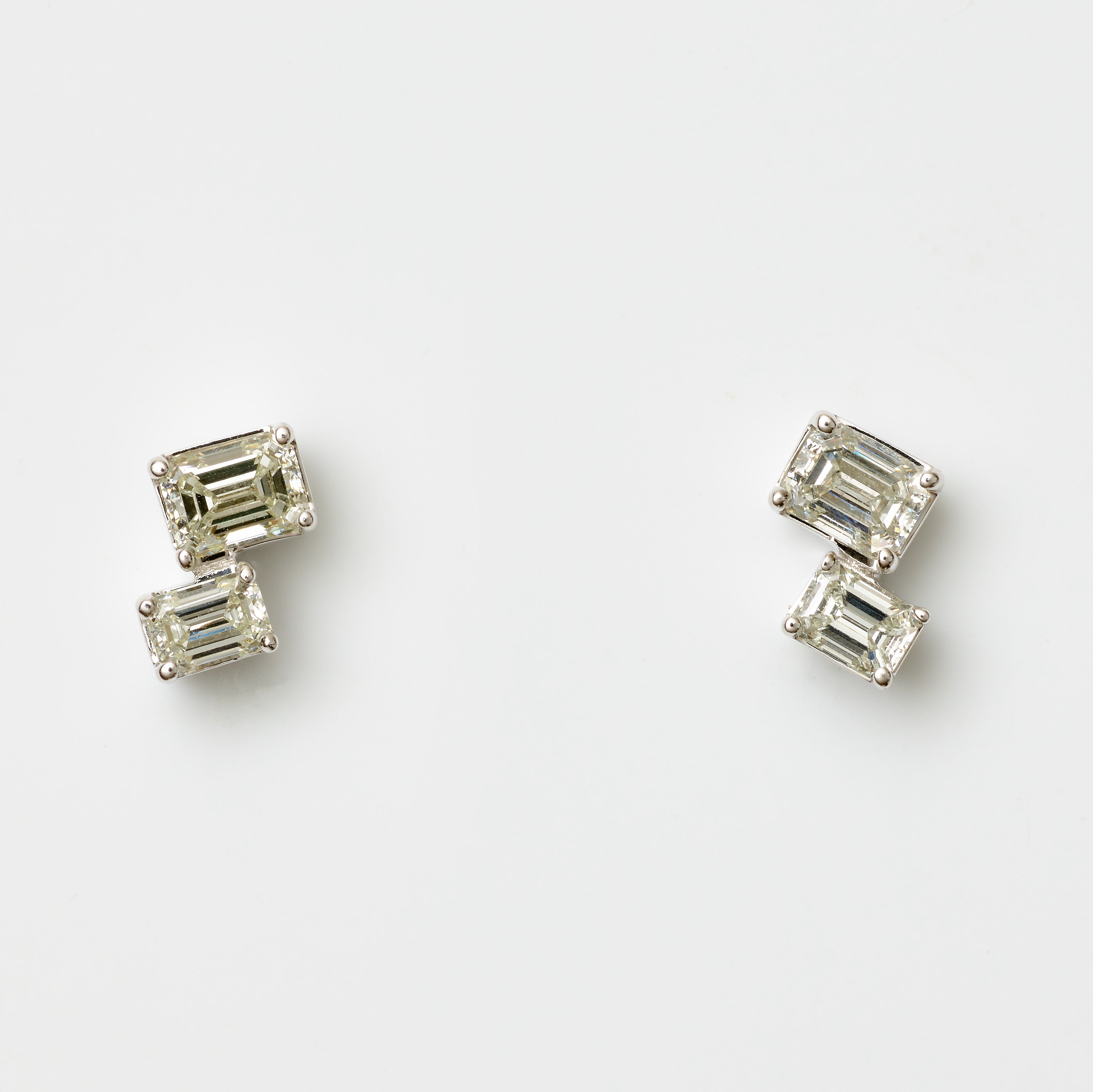 Double Emerald Diamond Stud