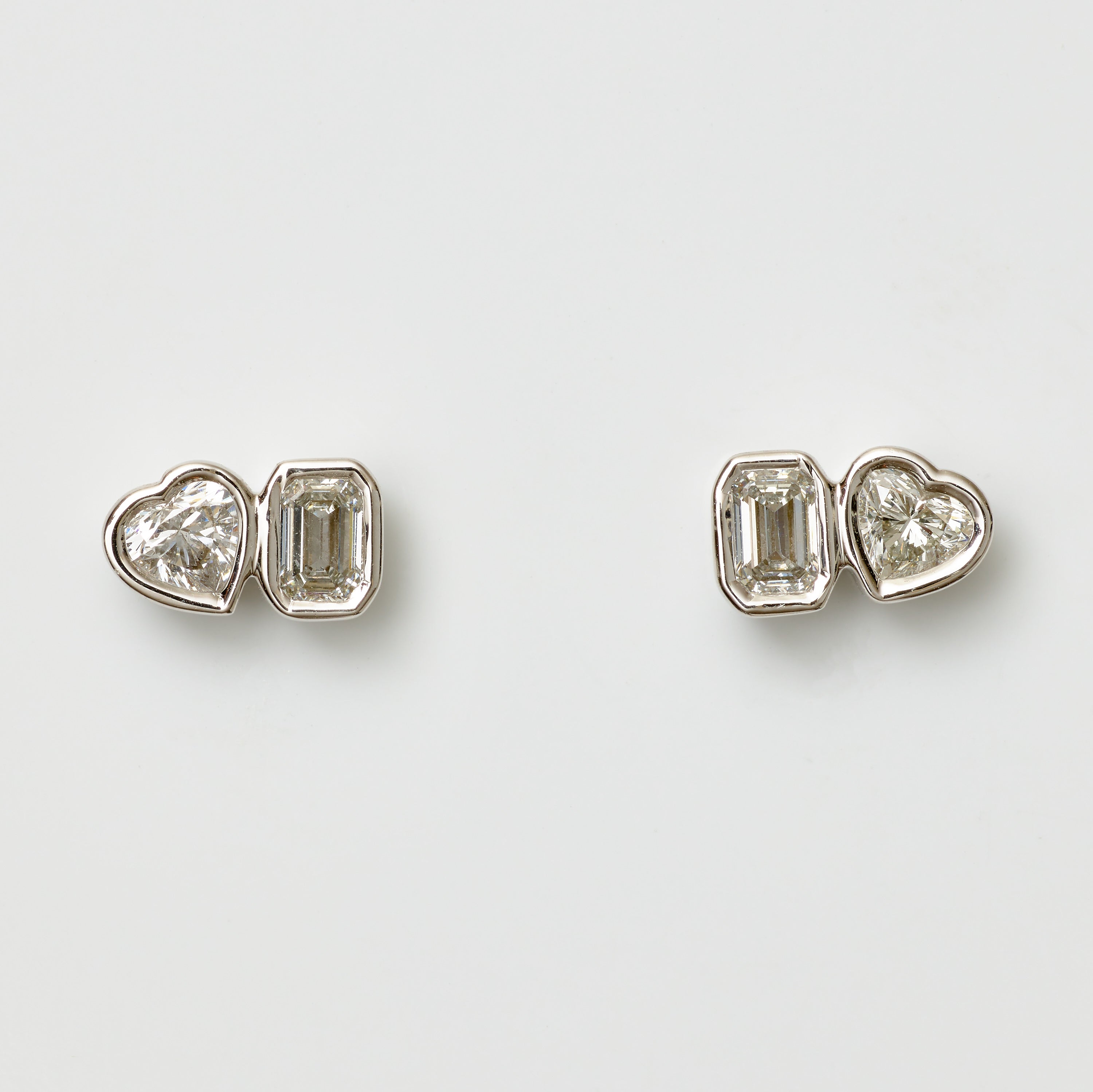 Bezel-Set Double Diamond Stud