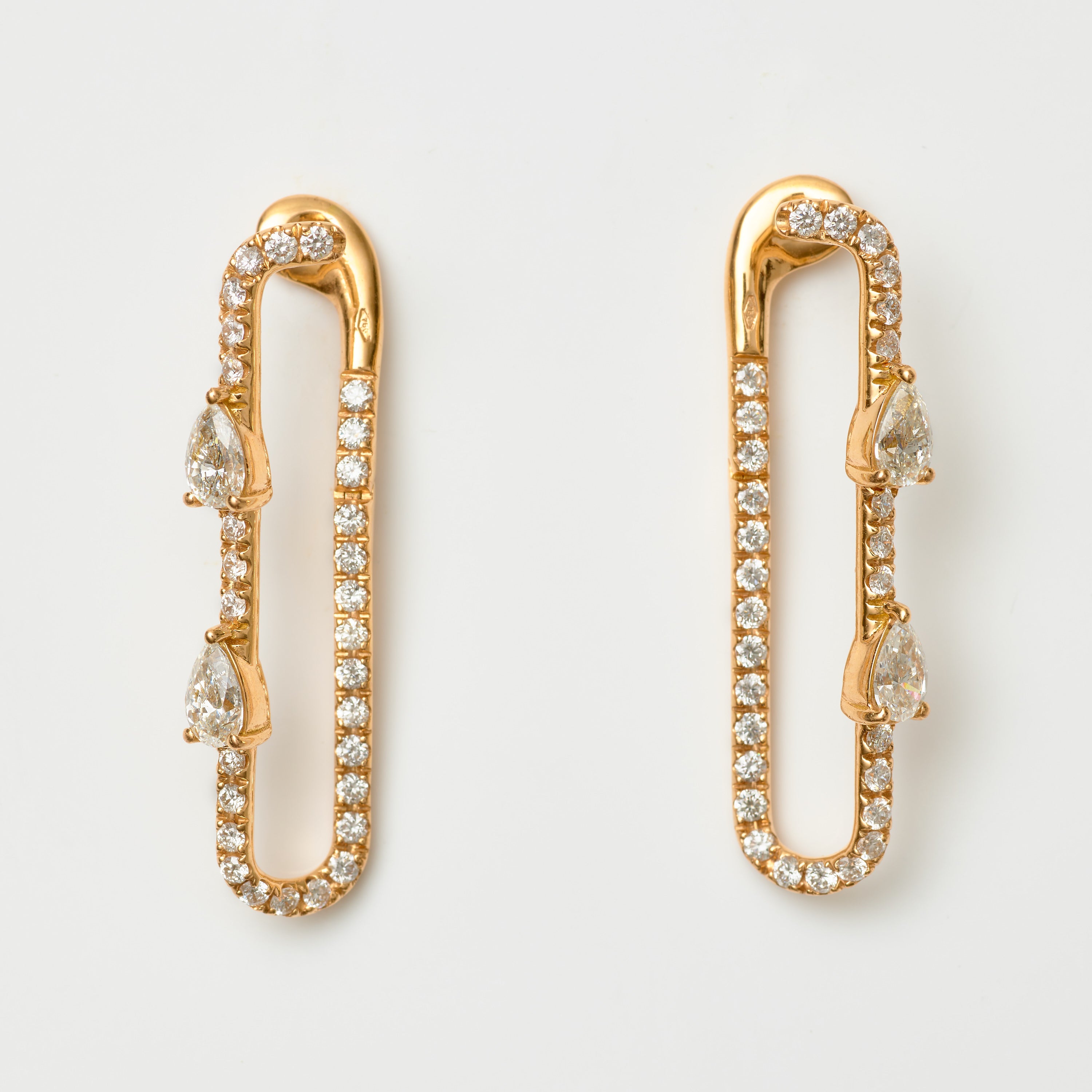 Pear-Diamond Paperclip Hoops