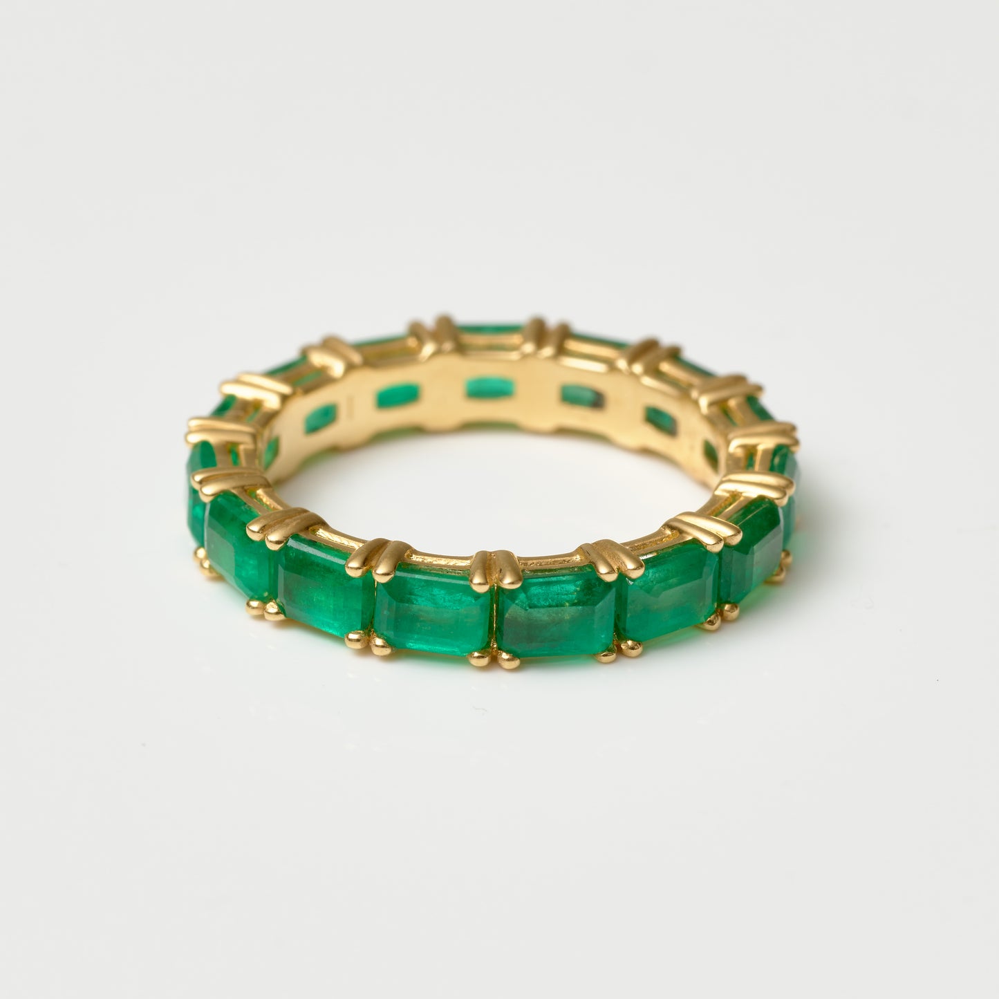 East-West Emerald Eternity Band