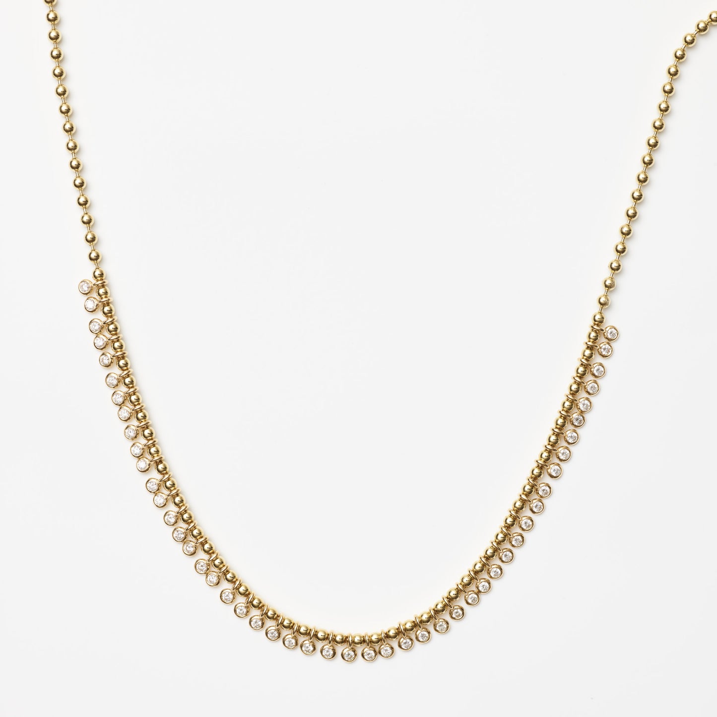 Mini Bezel Diamond Fringe Necklace