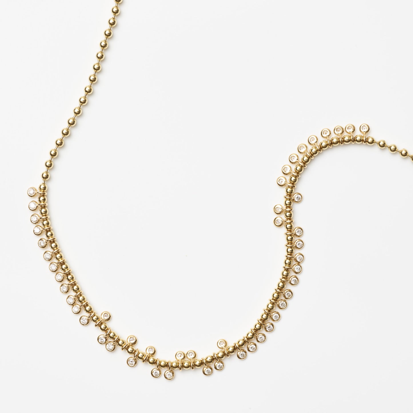 Mini Bezel Diamond Fringe Necklace