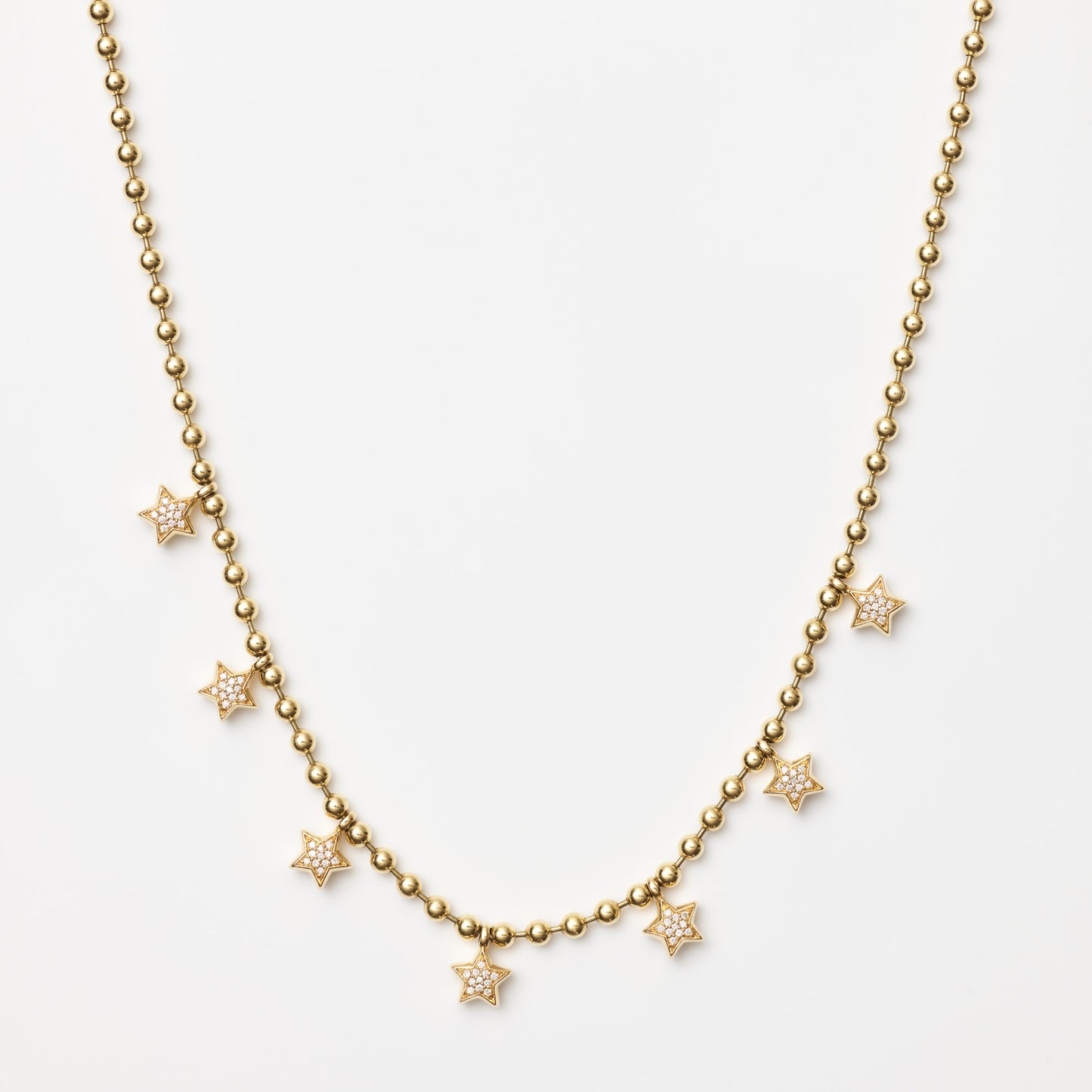 Diamond Star Bead Necklace