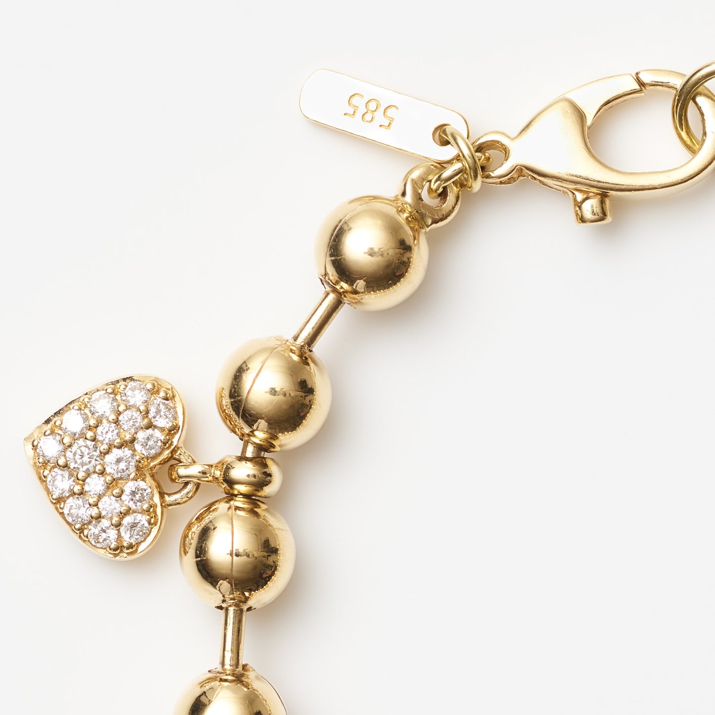 Diamond Heart Bead Bracelet